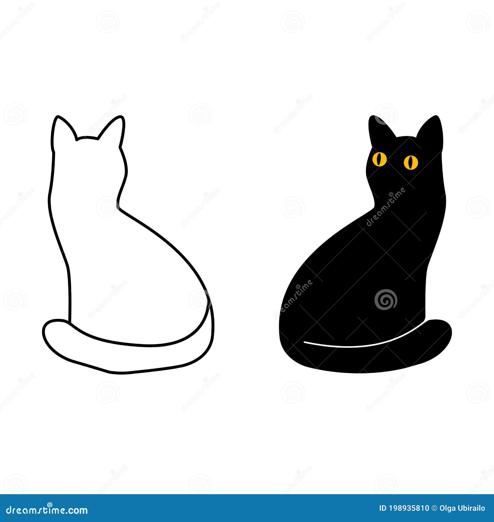 Halloween black cat flat single icon Royalty Free Vector