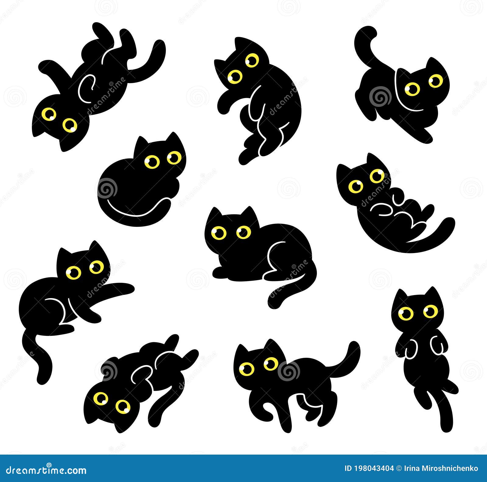 Cartoon black cats set stock vector. Illustration of kitten - 198043404 Cartoon black cats set stock vector. Illustration of kitten - 198043404