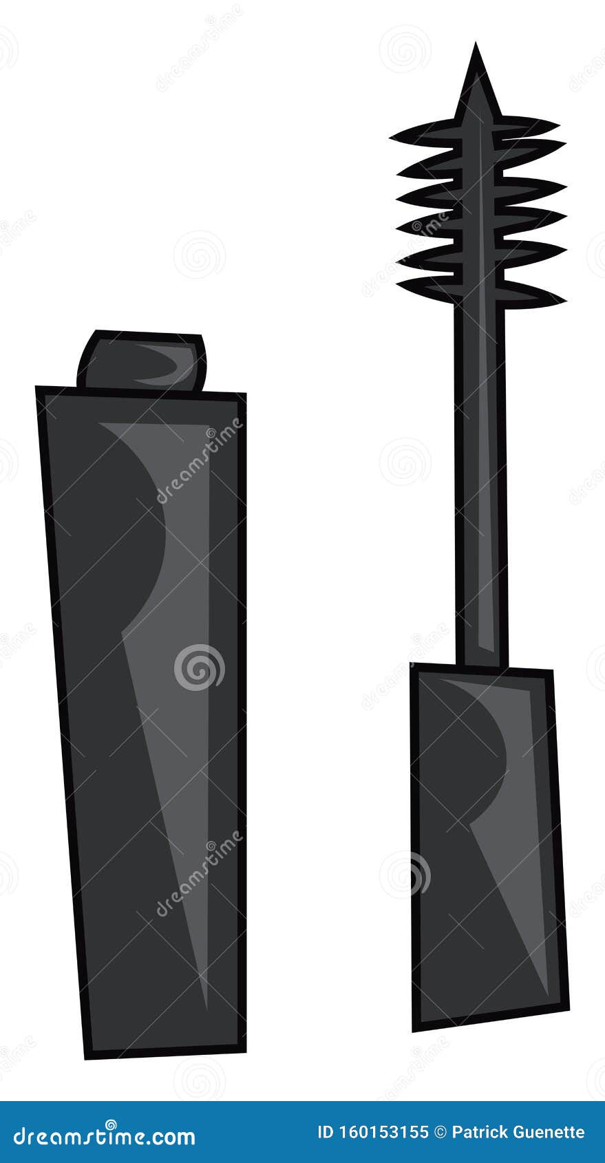 A Cartoon Blackcolored Mascara/Eyeliner Vector or Color Illustration