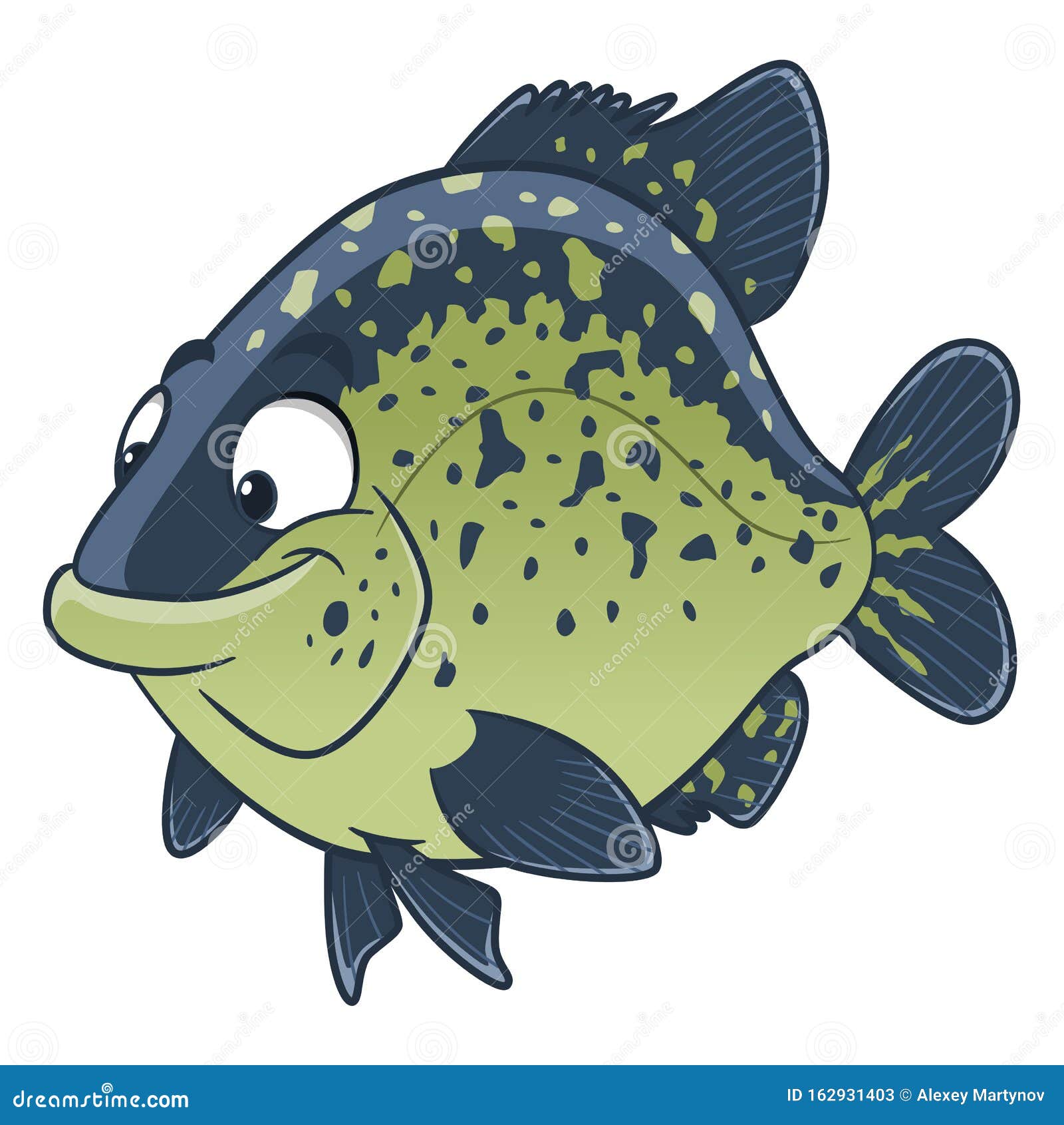 Download Cartoon black crappie fish stock vector. Illustration of ...