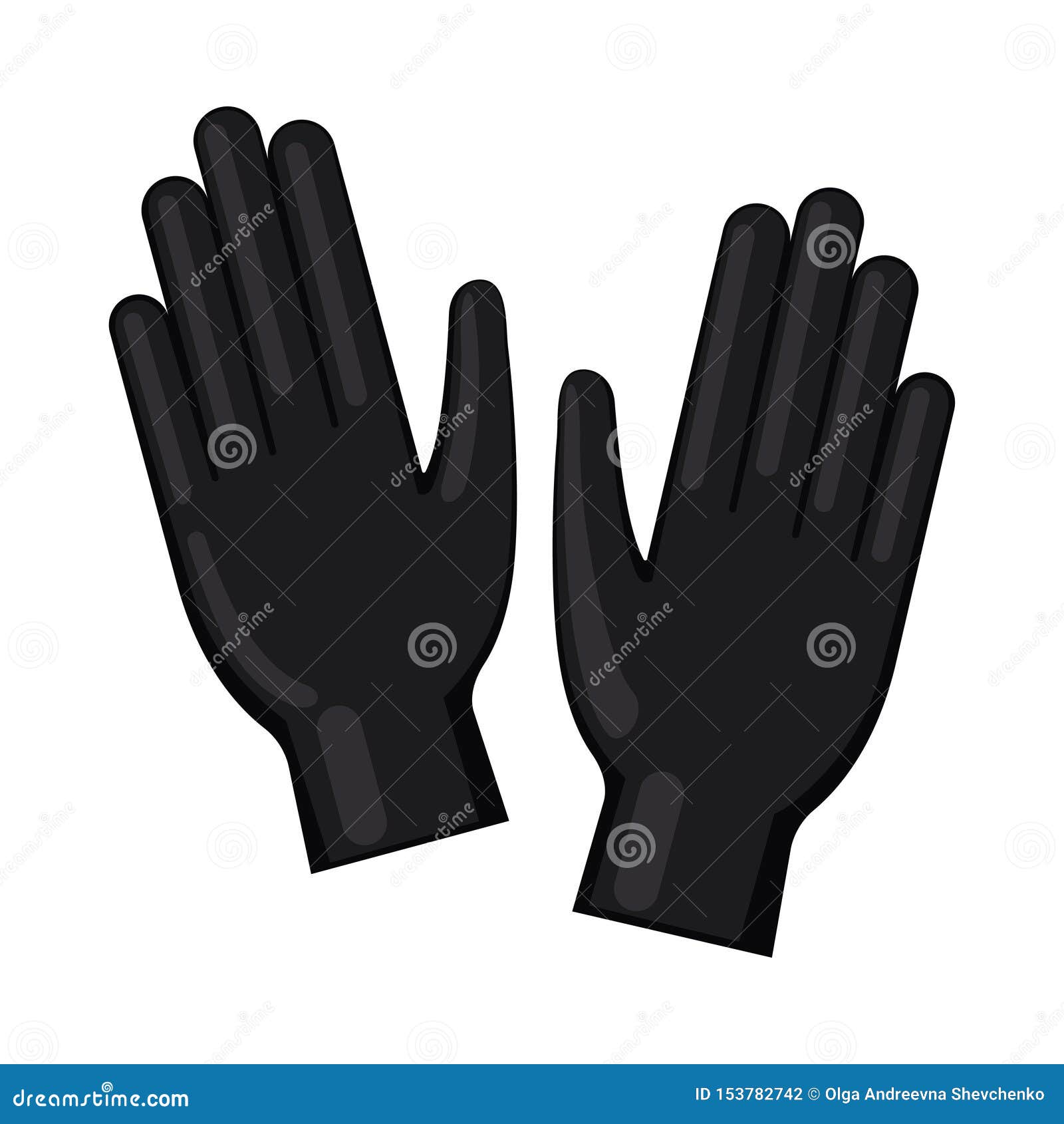 Cartoon Black Disposable Nitrile Gloves Stock Vector - Illustration of ...