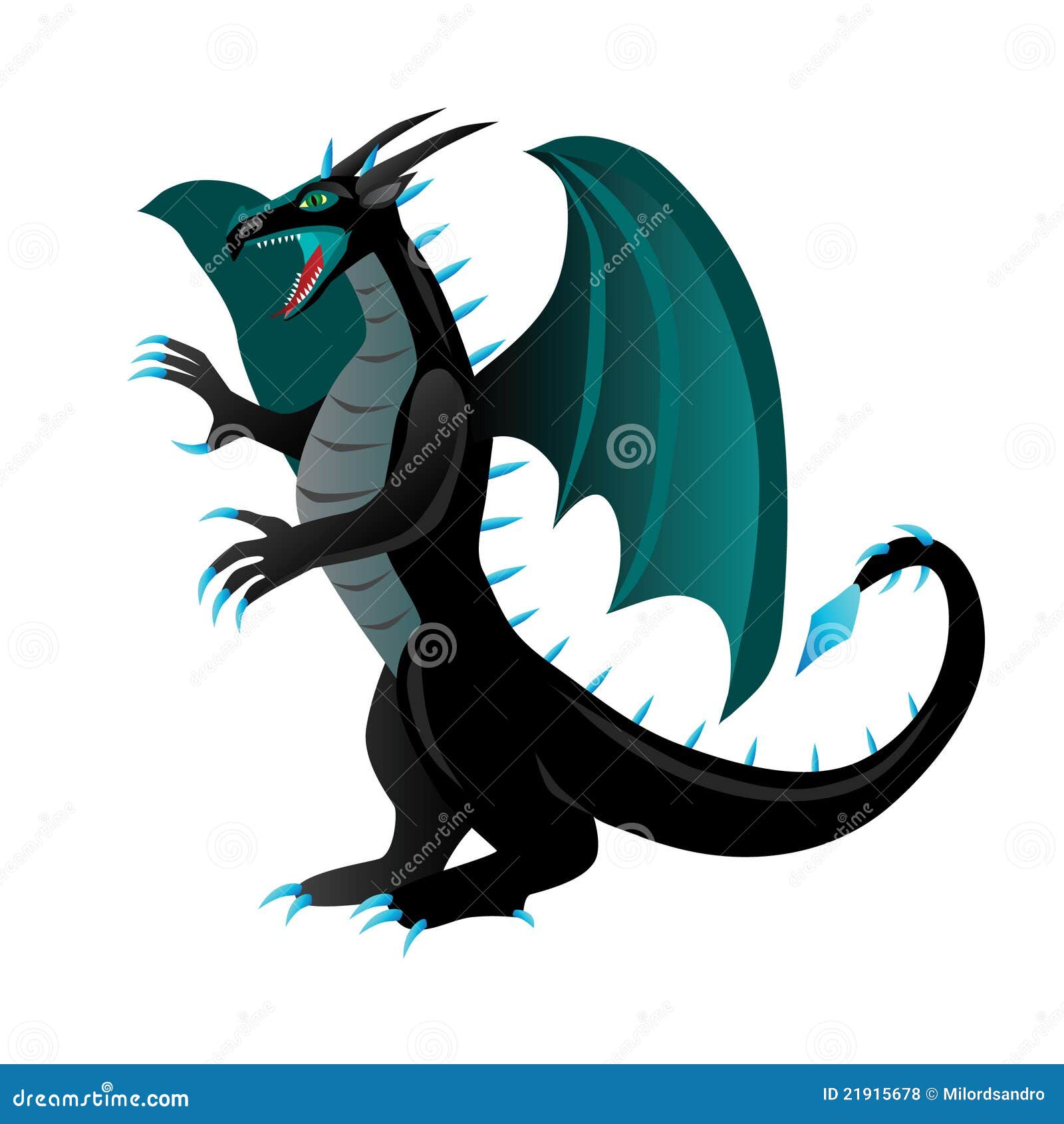 Cartoon black dragon stock vector. Illustration of wing - 21915678