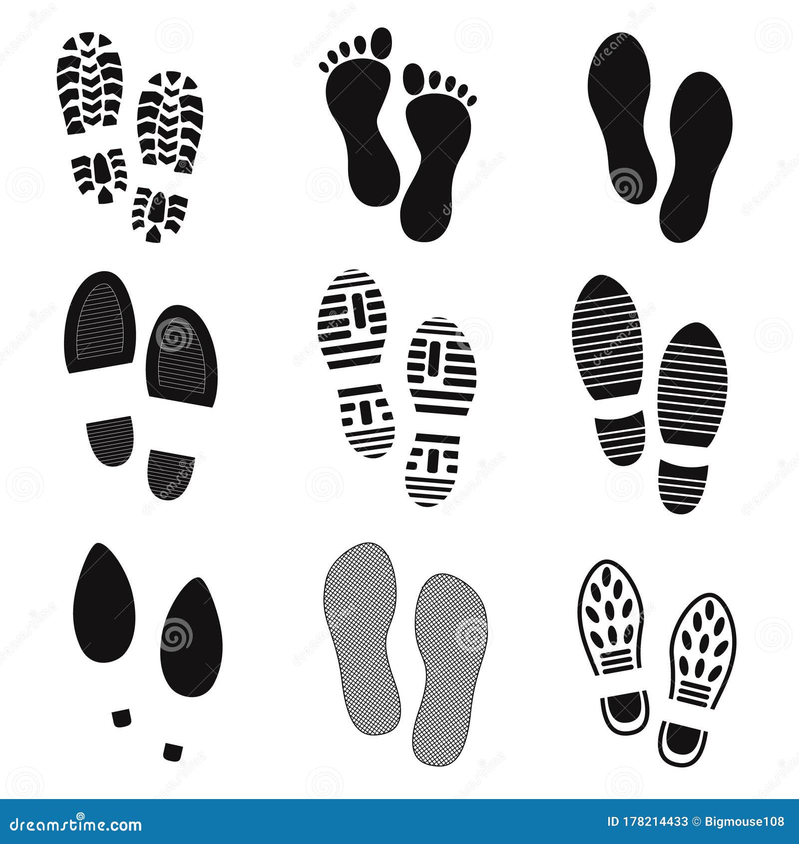Cartoon Black Footprints Human Icon Set. Vector Stock Vector ...