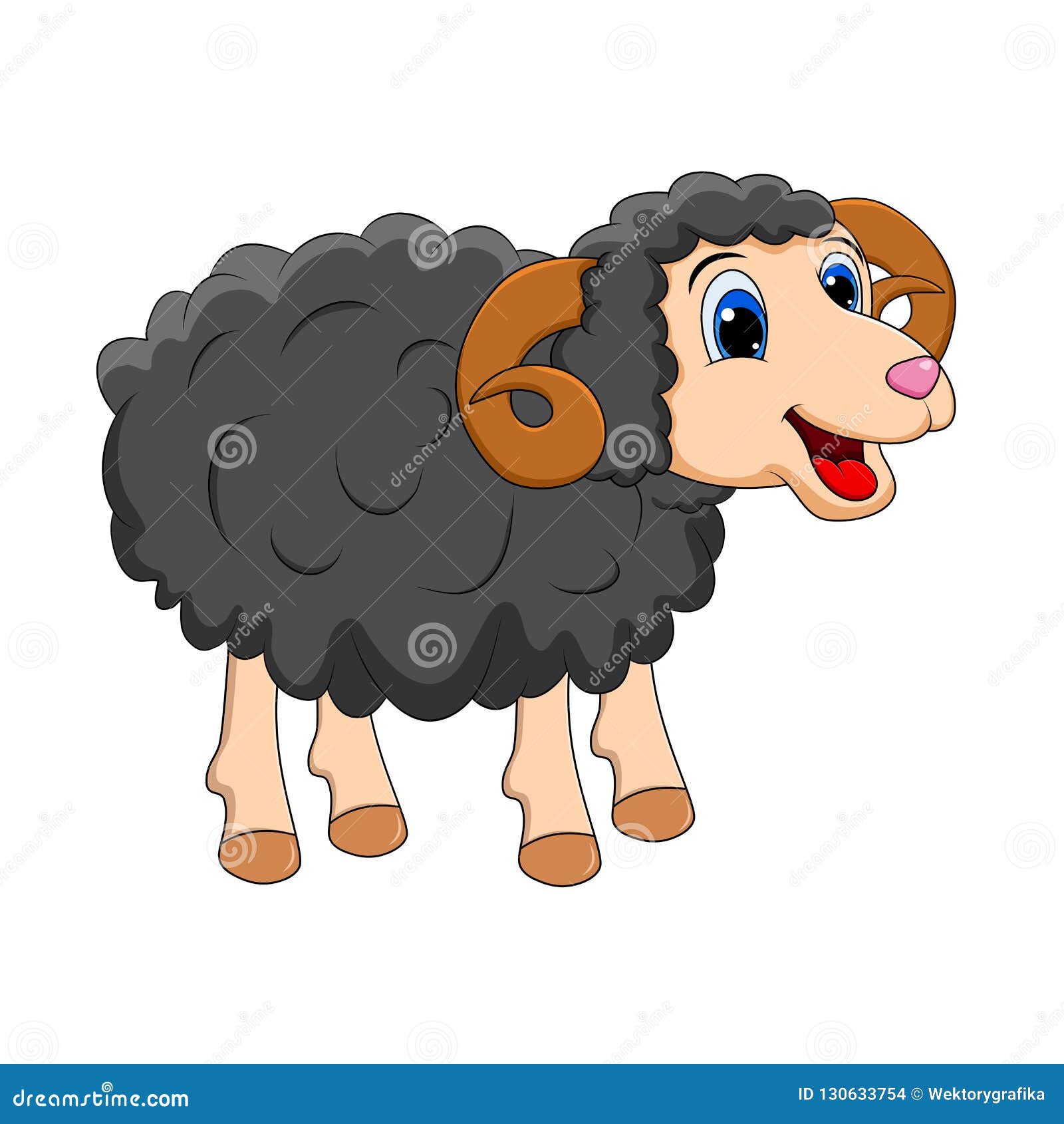 Download Cartoon Black Ram Design Isolated On White Background Stock Vector - Illustration of object ...