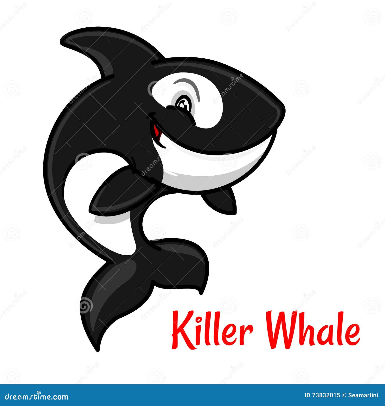 Cartoon Black and White Killer Whale or Orca Stock Vector - Illustration of  mammal, cute: 73832015