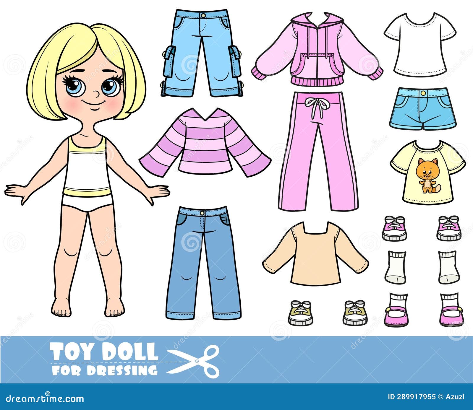 Blond Girl with Short Bob and Clothes Separately - Shirts, Long Sleeve ...