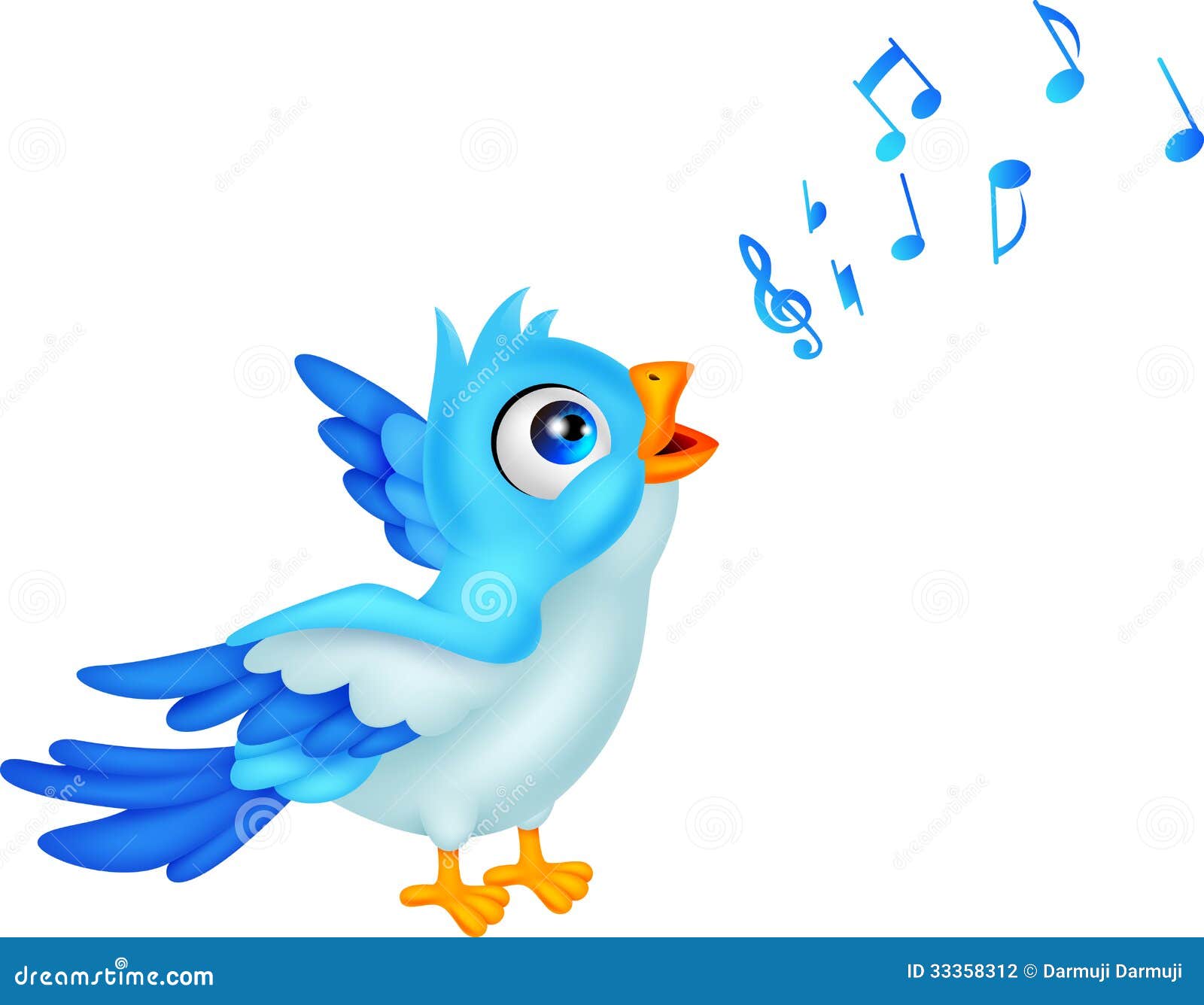 cartoon blue bird sing