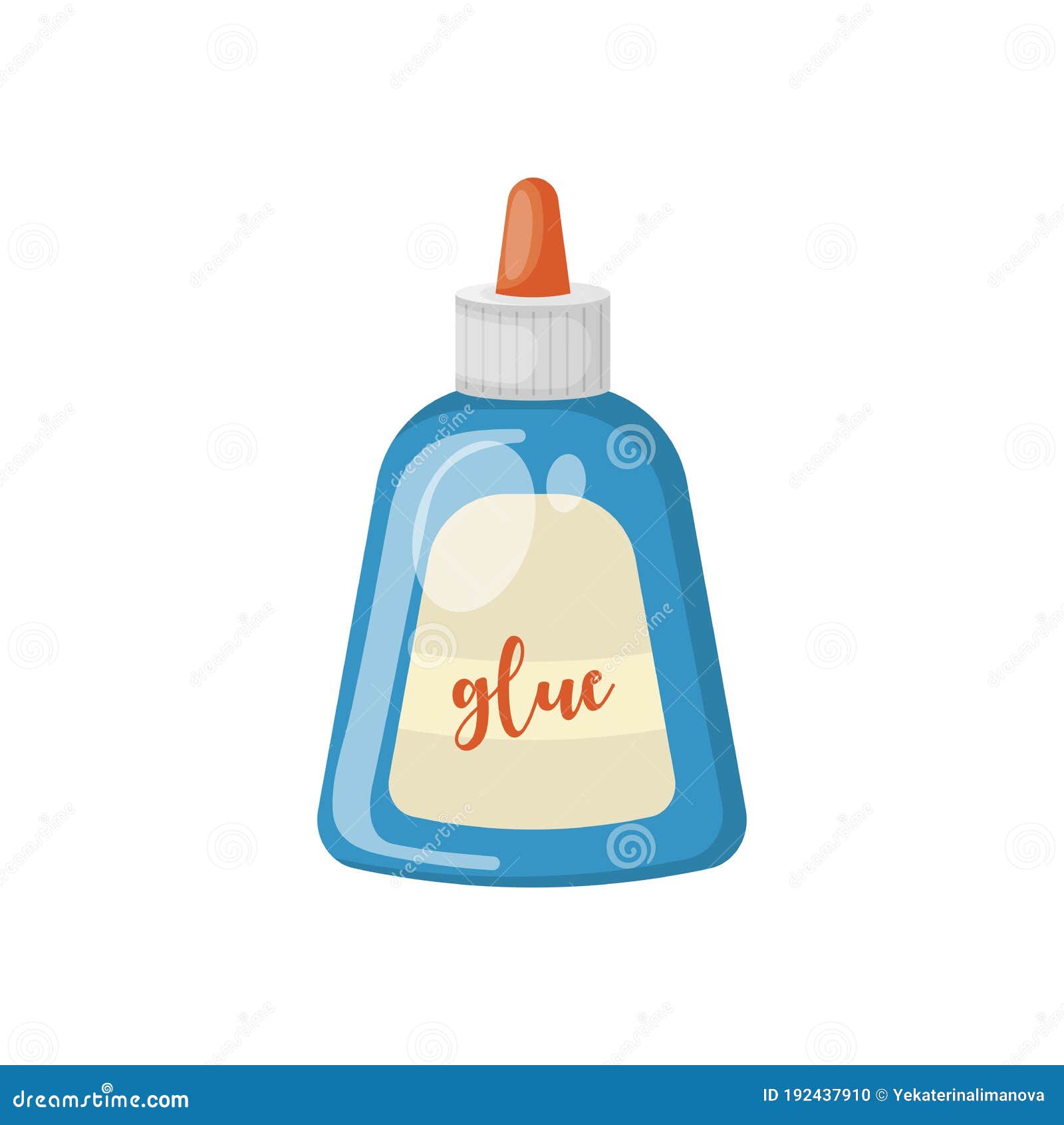 Cartoon Blue Bottle of Glue, Vector Illustration Stock Vector
