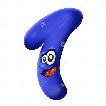 Cartoon Blue Number One on White Background, Illustration Stock