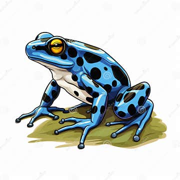 Cartoon Blue Spotted Frog Clip Art with White Margins Stock