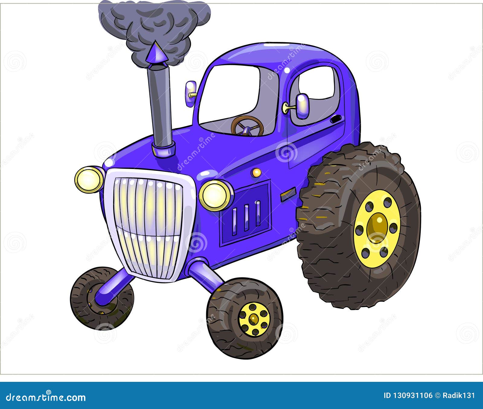 Cartoon blue tractor stock vector. Illustration of vehicle 130931106
