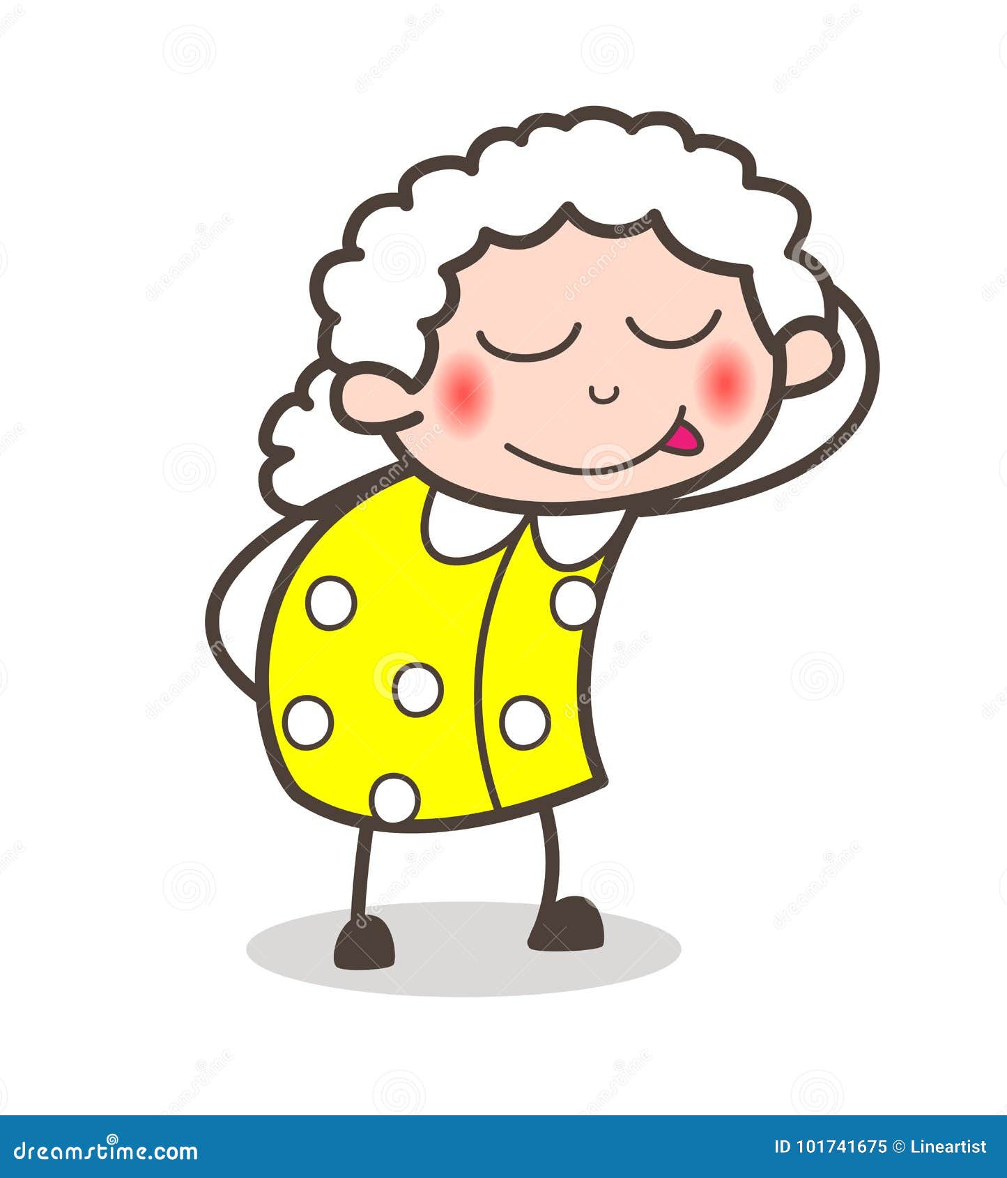 Cartoon Blushing Granny Character Expression Vector Royalty-Free Stock