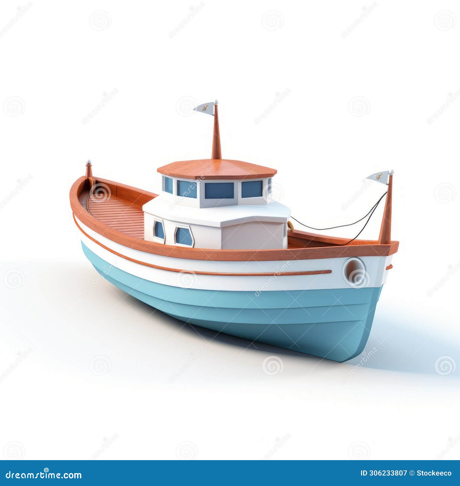 Cartoon Boat 3d Model - Royalty Free Vector Art Stock Illustration