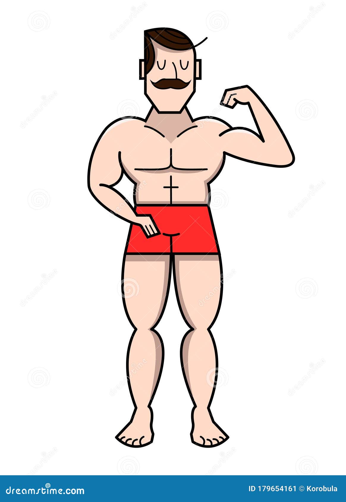 Cartoon Bodybuilder Demonstrates Bicep, Vector Illustration Stock Vector -  Illustration of athlete, background: 179654161