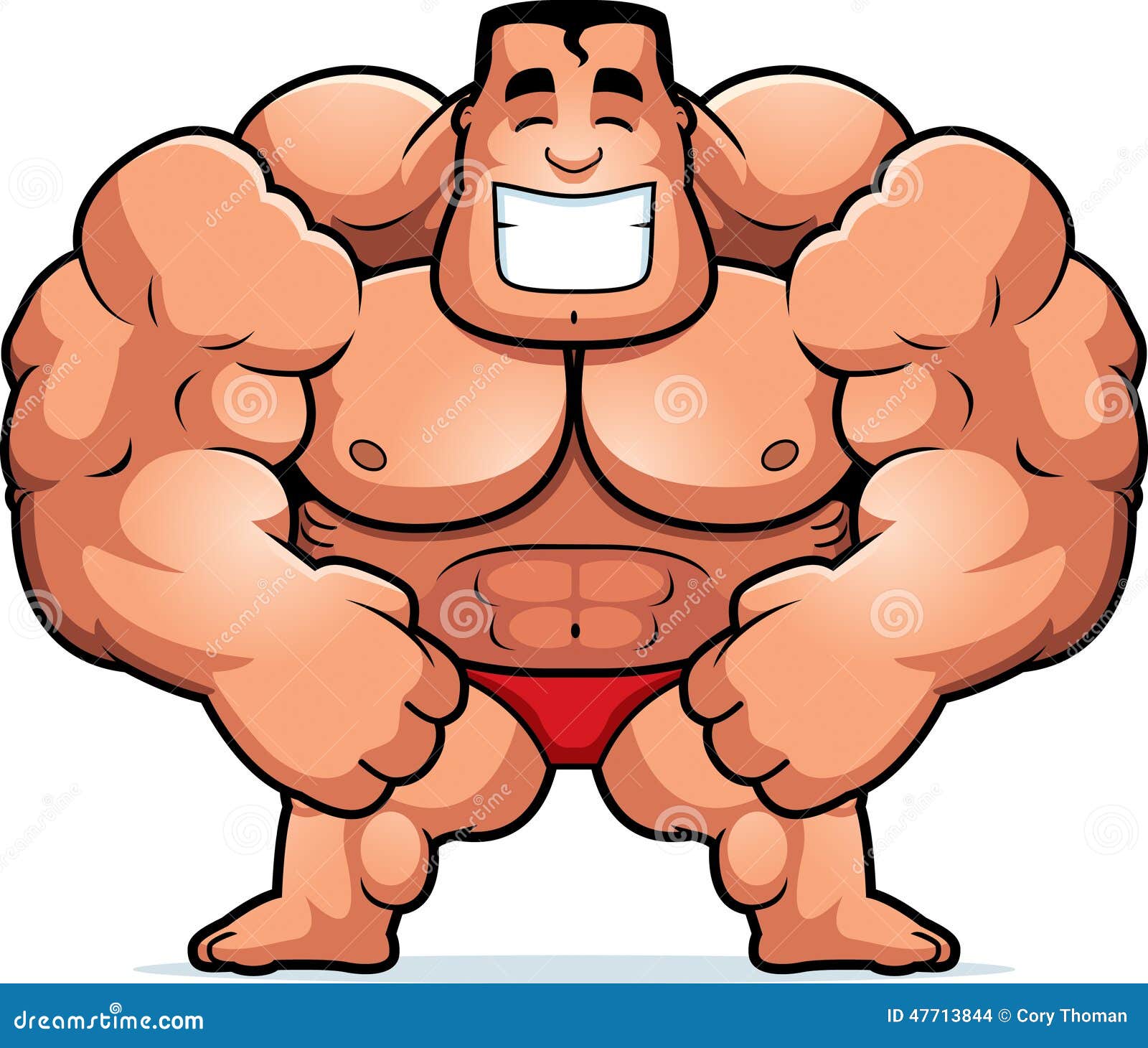 Cartoon bodybuilder flexing illustration 47713844
