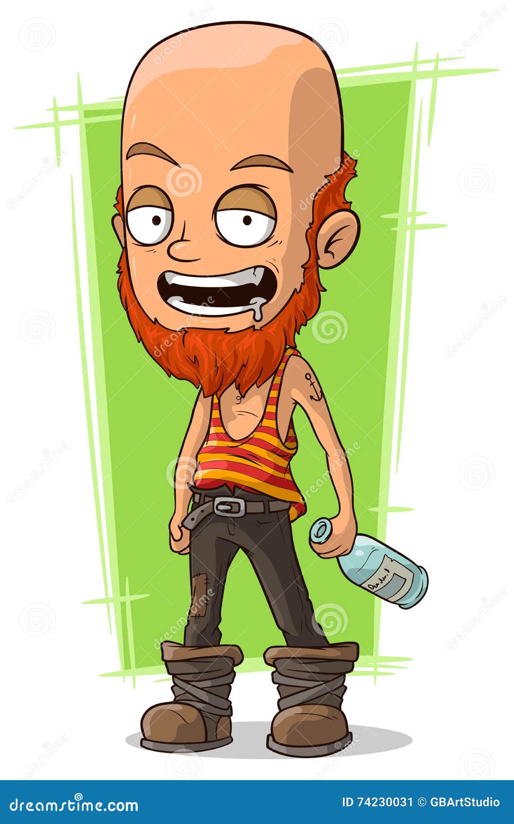 Cartoon Bald Man with Beard and Bottle Stock Vector - Illustration of  standing, orange: 74230031