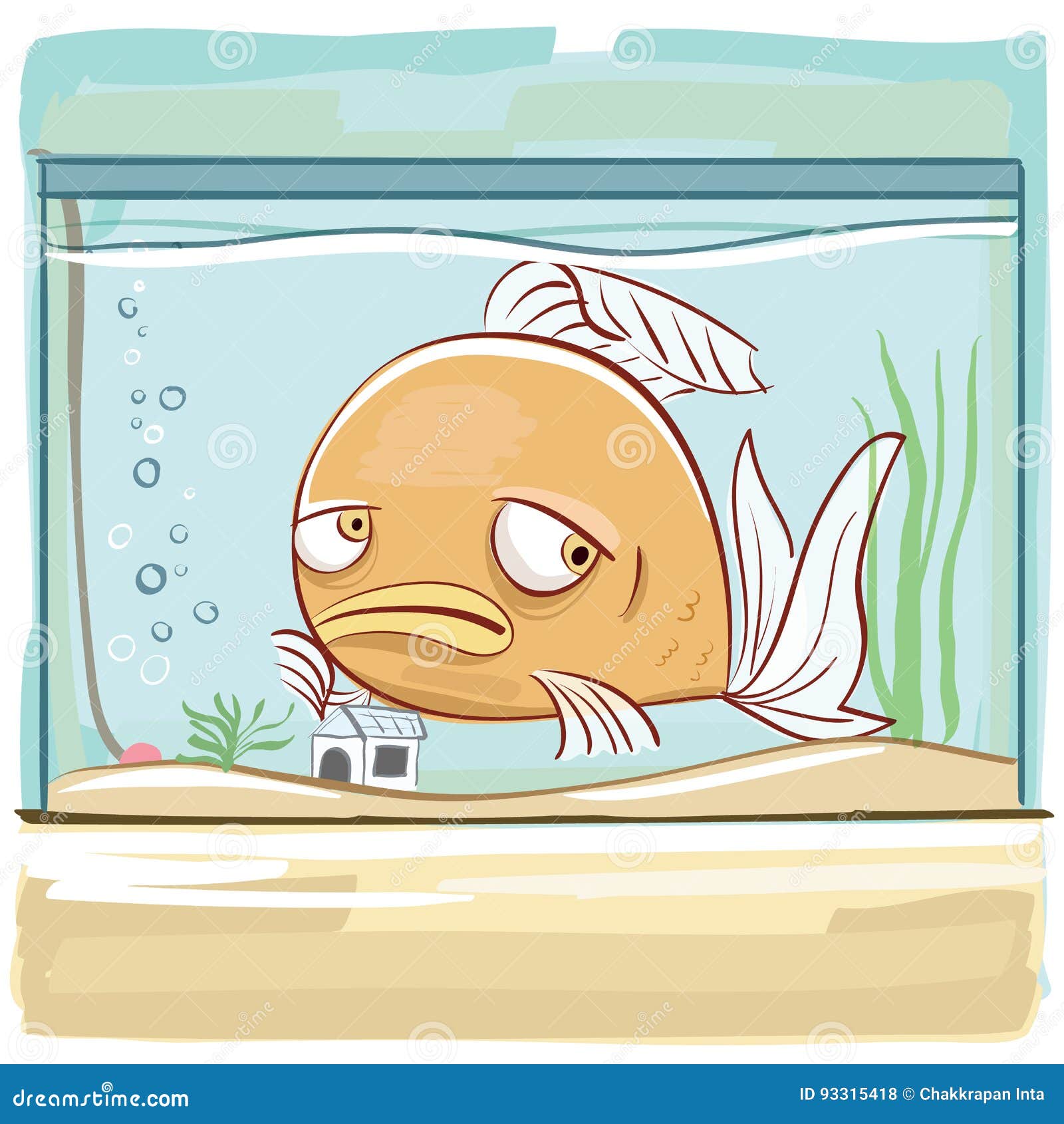 Cartoon bored fish. stock vector. Illustration of animal 93315418
