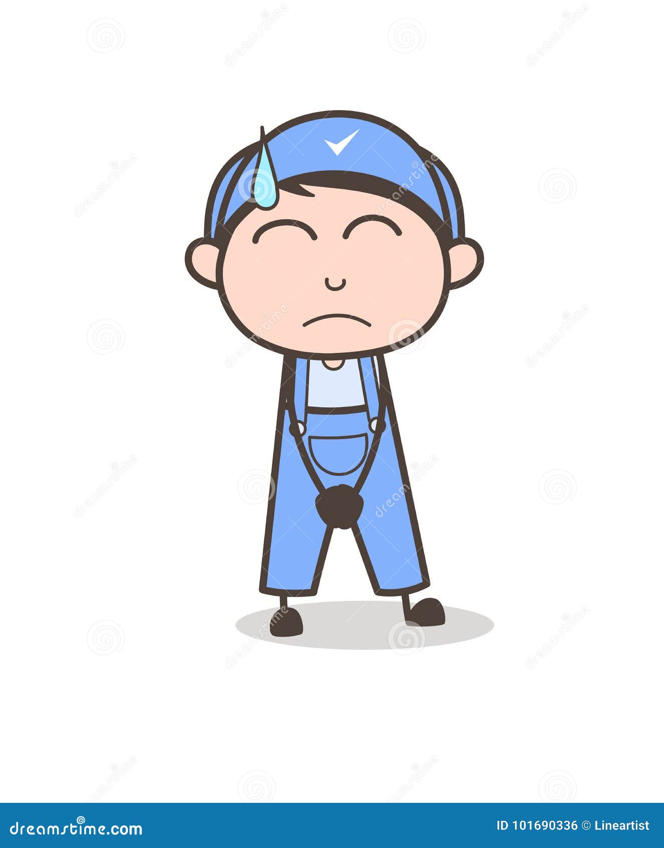 Cartoon Boy Depressed Face Expression Vector Stock Illustration