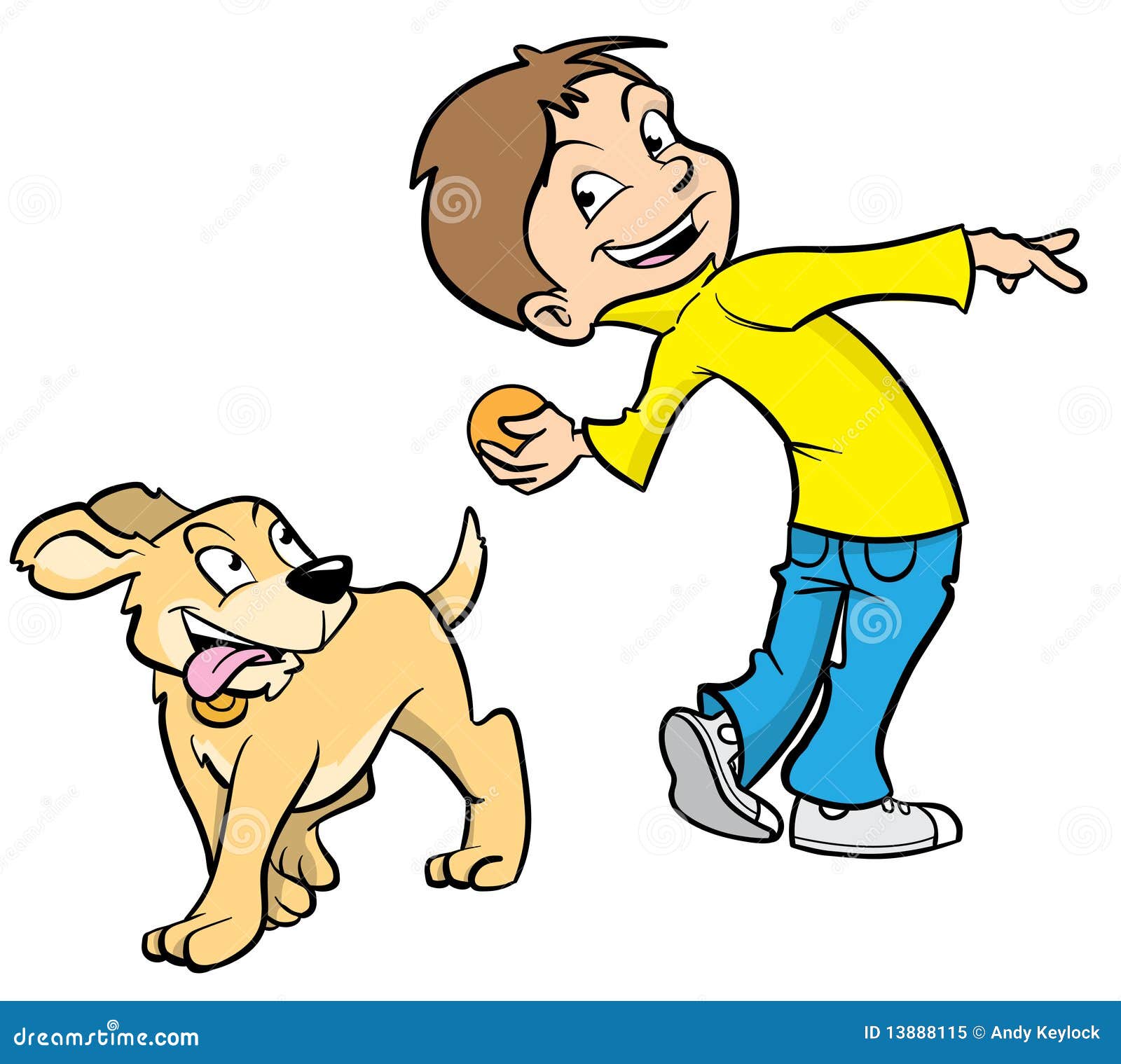 Cartoon Boy And Dog Stock Vector. Illustration Of Throwing - 13888115