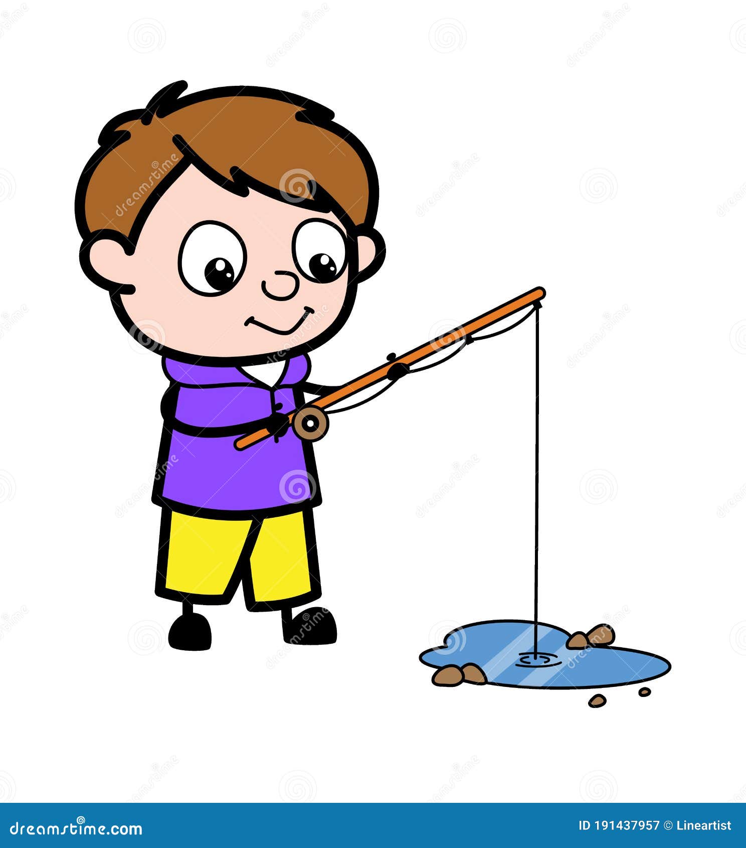 Little Boy Fishing Cartoon