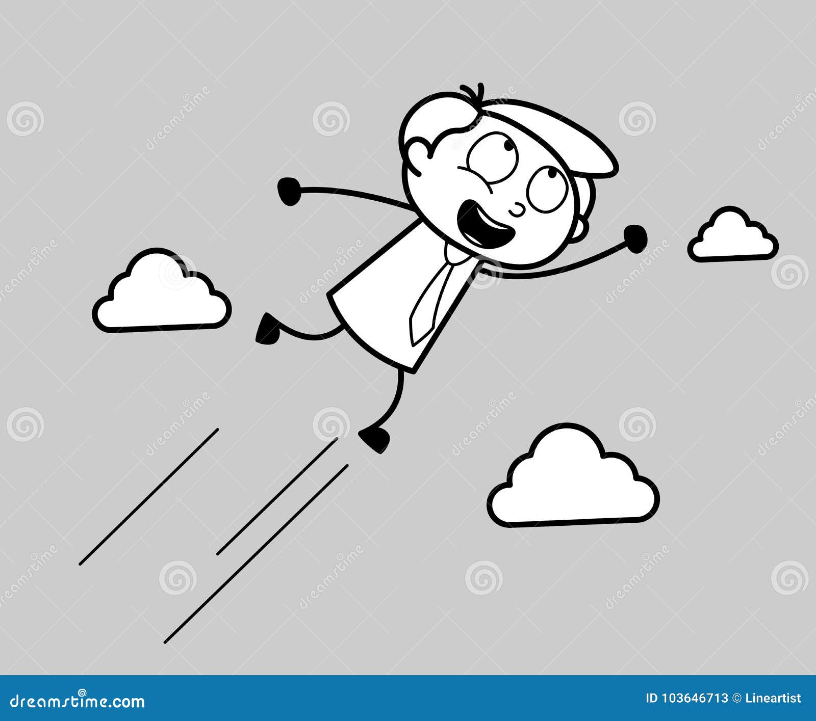 Cartoon Boy Flying Vector stock illustration. Illustration of