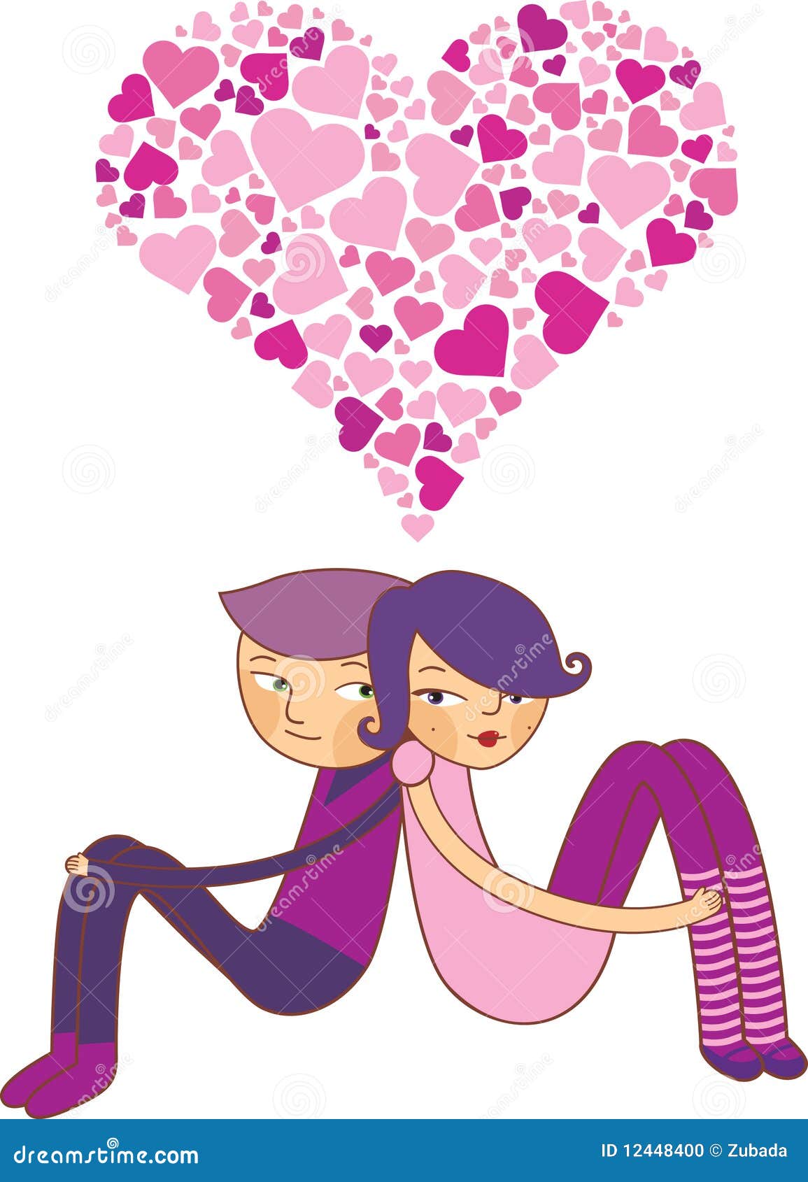 Cartoon Boy and Girl in Love Stock Vector - Illustration of happy, colour:  12448400