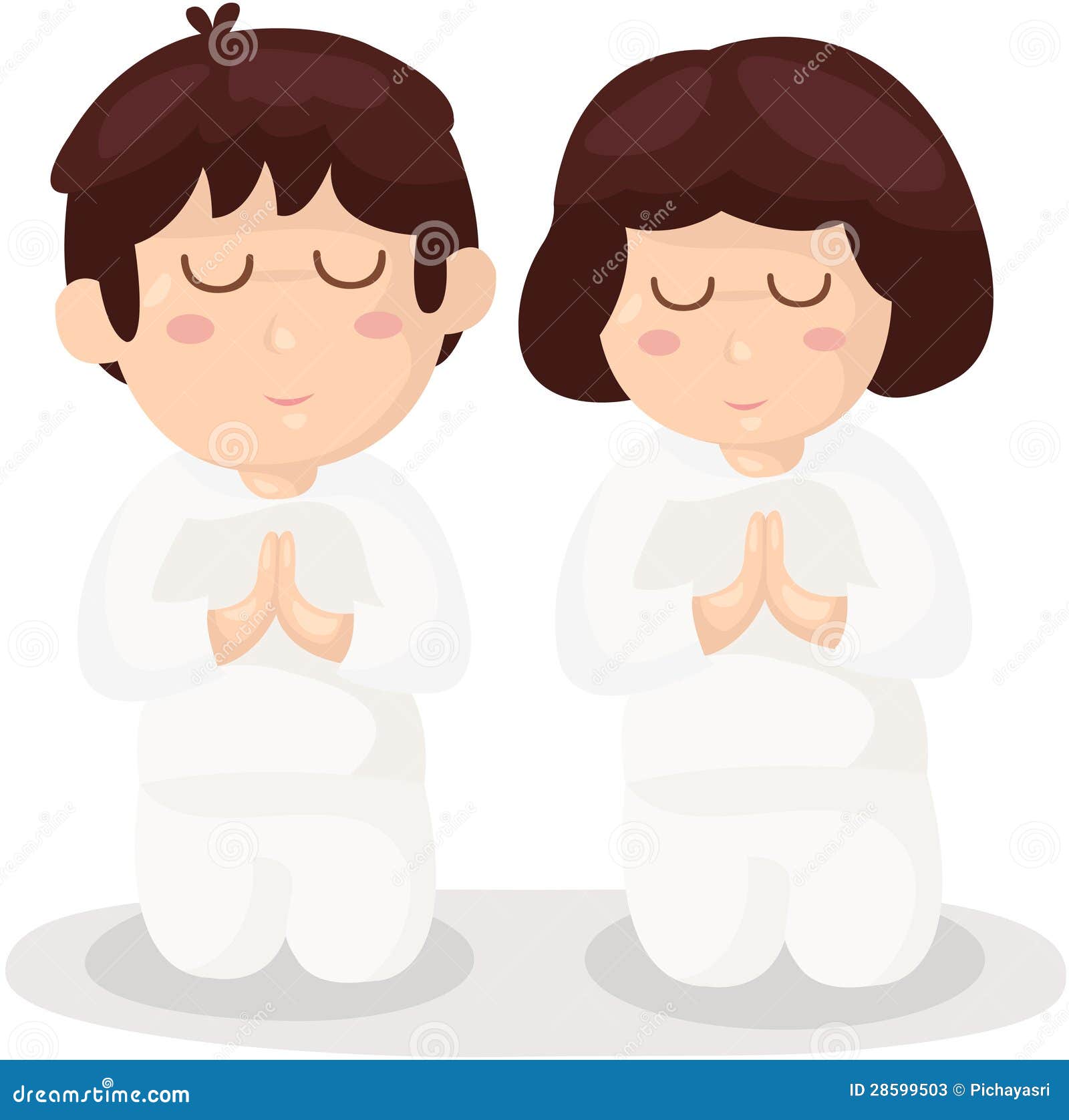 Cartoon Boy and Girl Praying Stock Vector - Illustration of hand, pray:  28599503