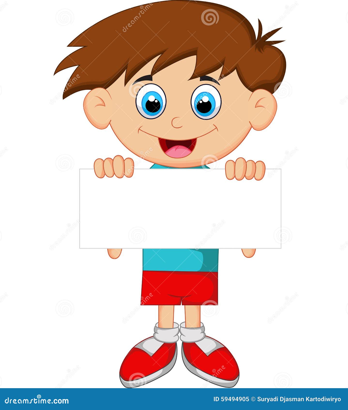 Cartoon Boy Holding Blank Paper Stock Vector Illustration of activity