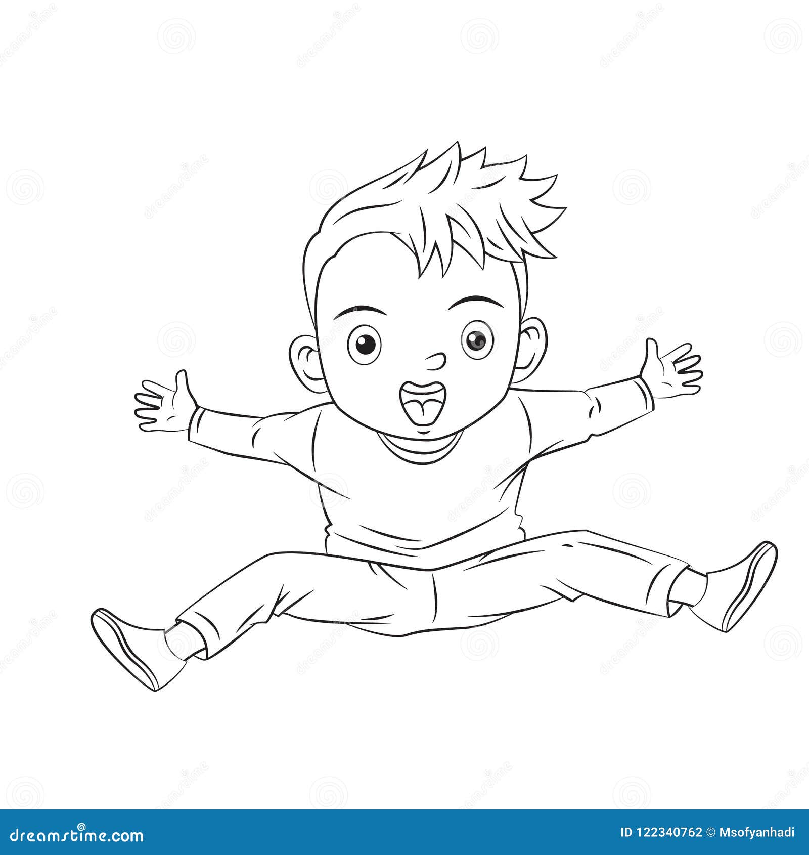 Cartoon Boy Jumping and Screaming Stock Vector - Illustration of child,  white: 122340762