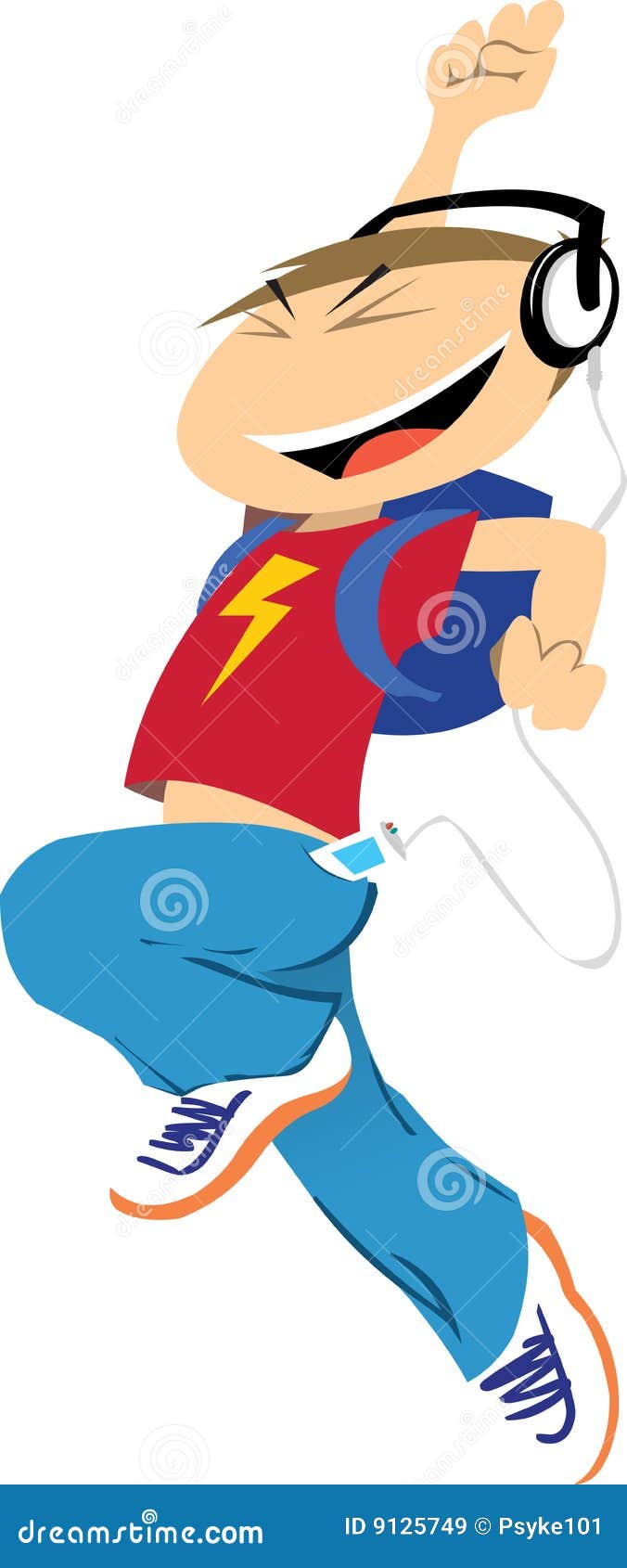 Cartoon Boy Jumps For Joy | CartoonDealer.com #9125749