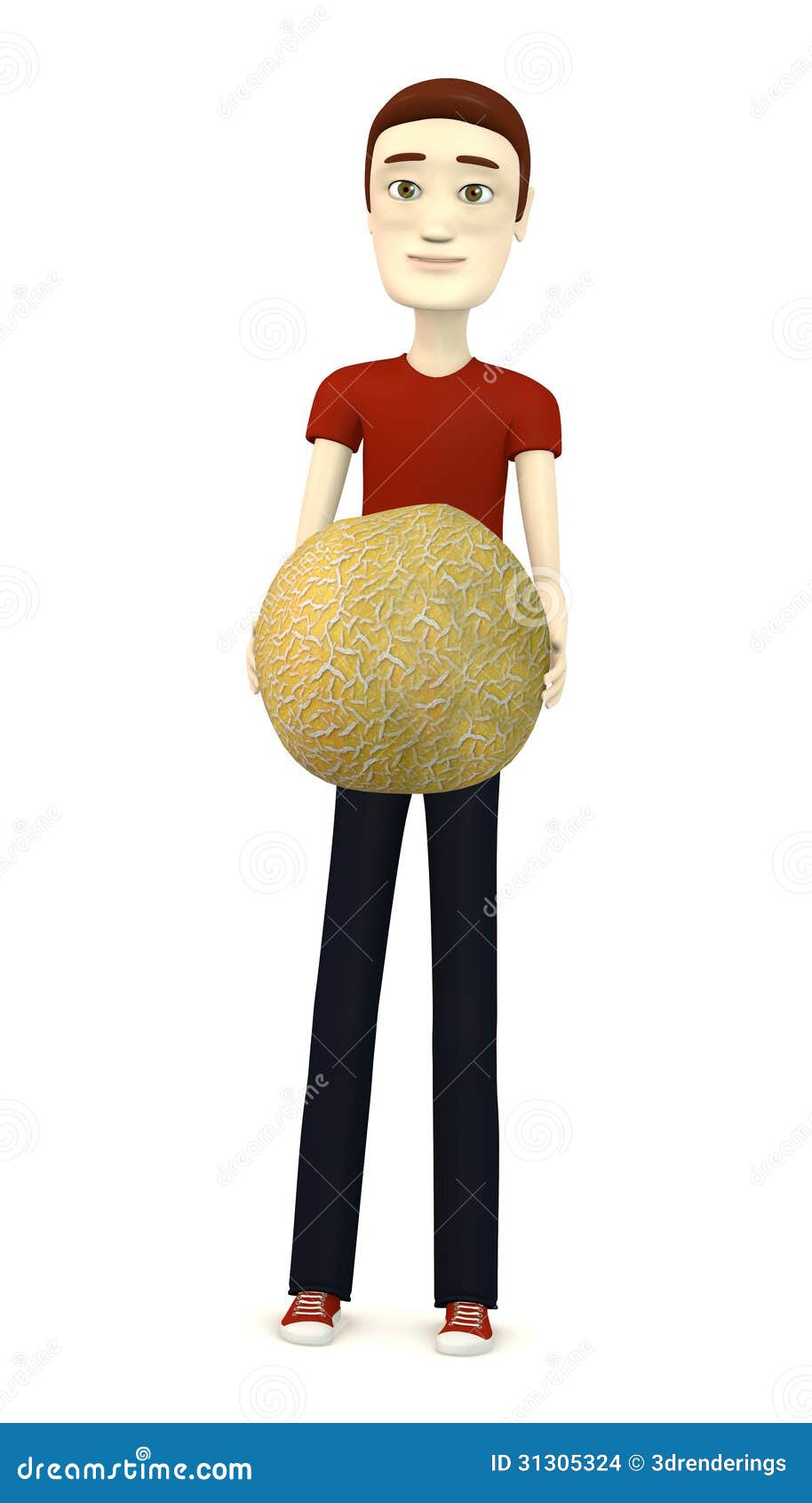 Cartoon boy with melon stock illustration. Illustration of business