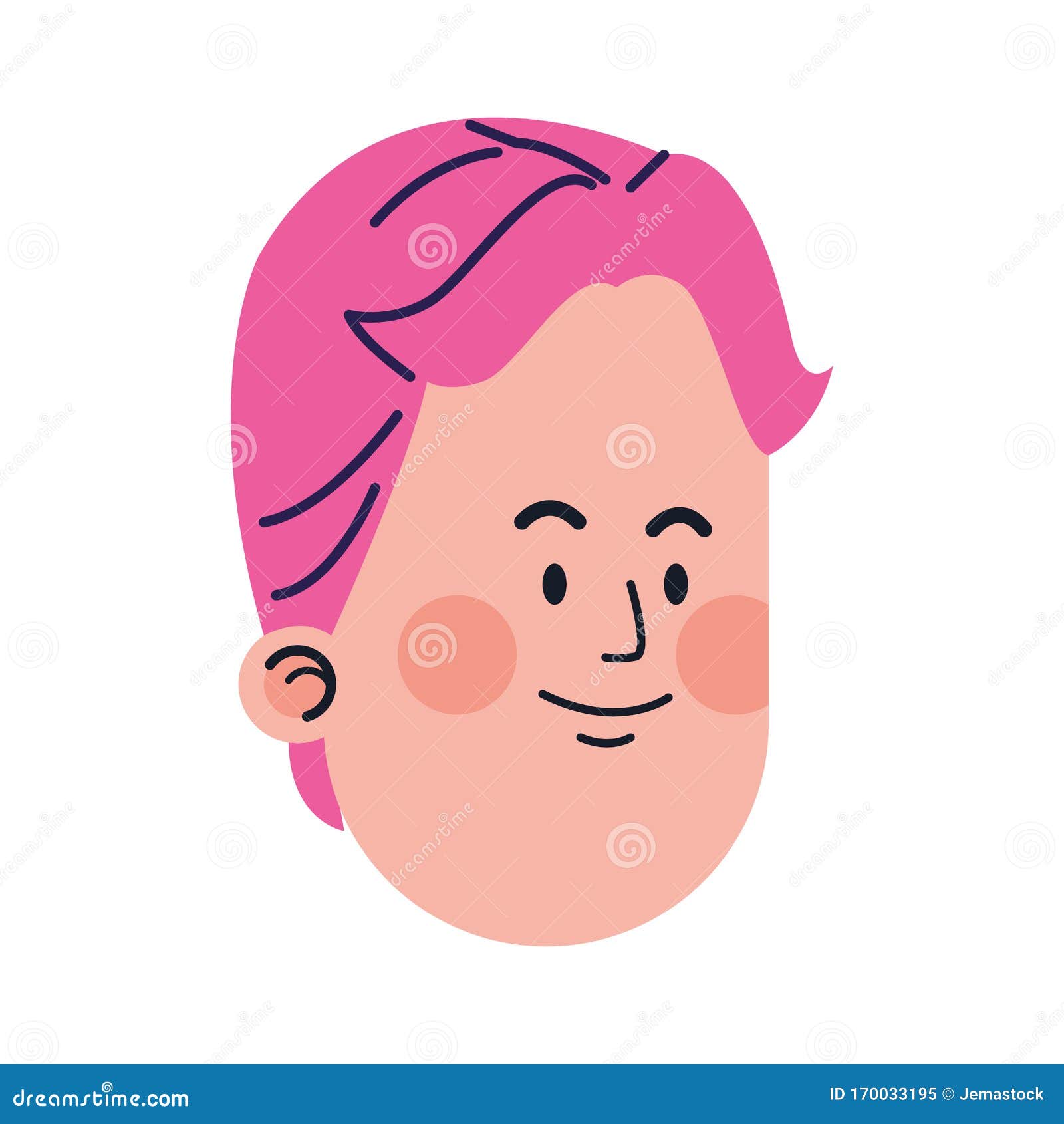 Cartoon boy with pink hair stock vector. Illustration of confident ...
