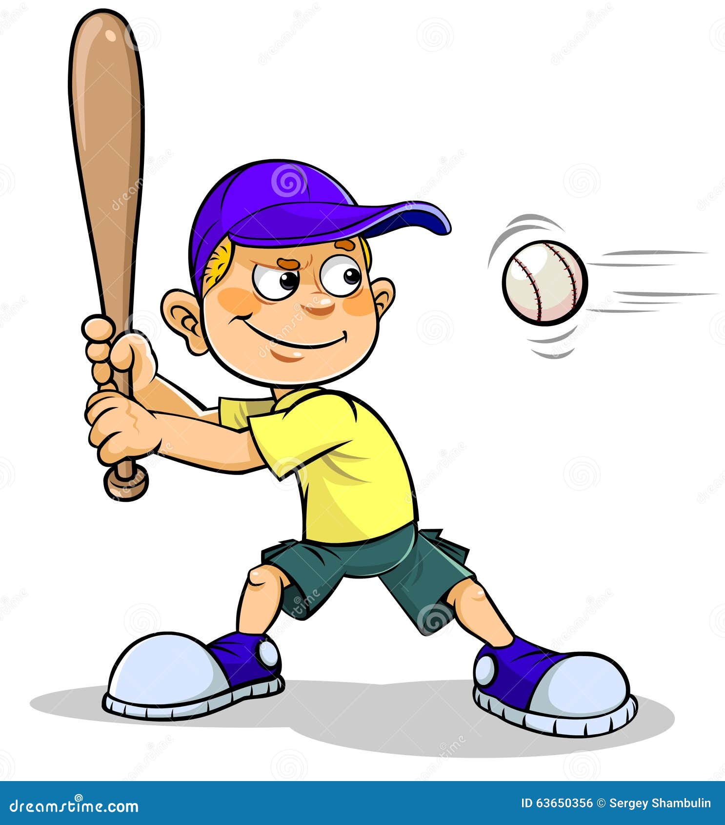 cartoon boy playing baseball