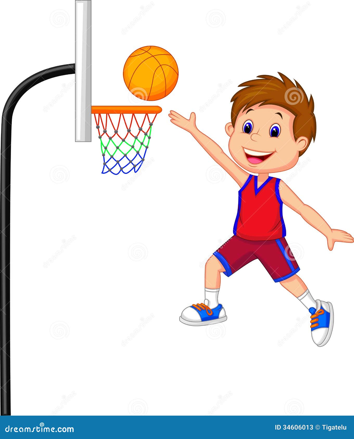 Cartoon Boy Playing Basket Ball Stock Vector - Illustration of