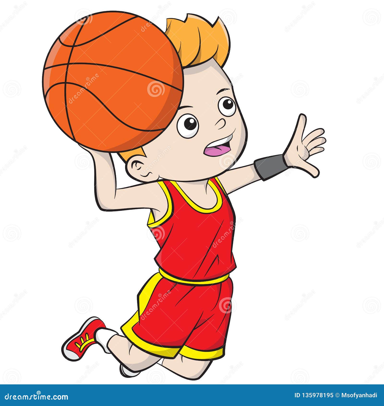 Cartoon Boy Playing Basketball Stock Vector - Illustration of coloring,  background: 135978195