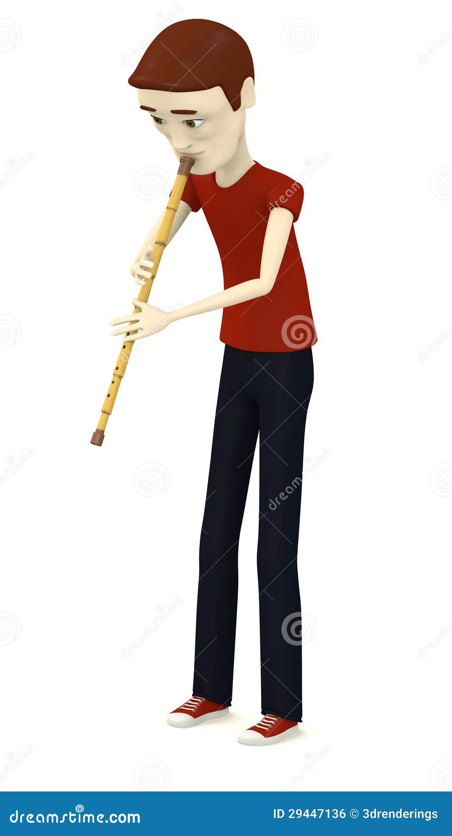 Cartoon Boy Playing On Indian Flute Stock Illustration Illustration