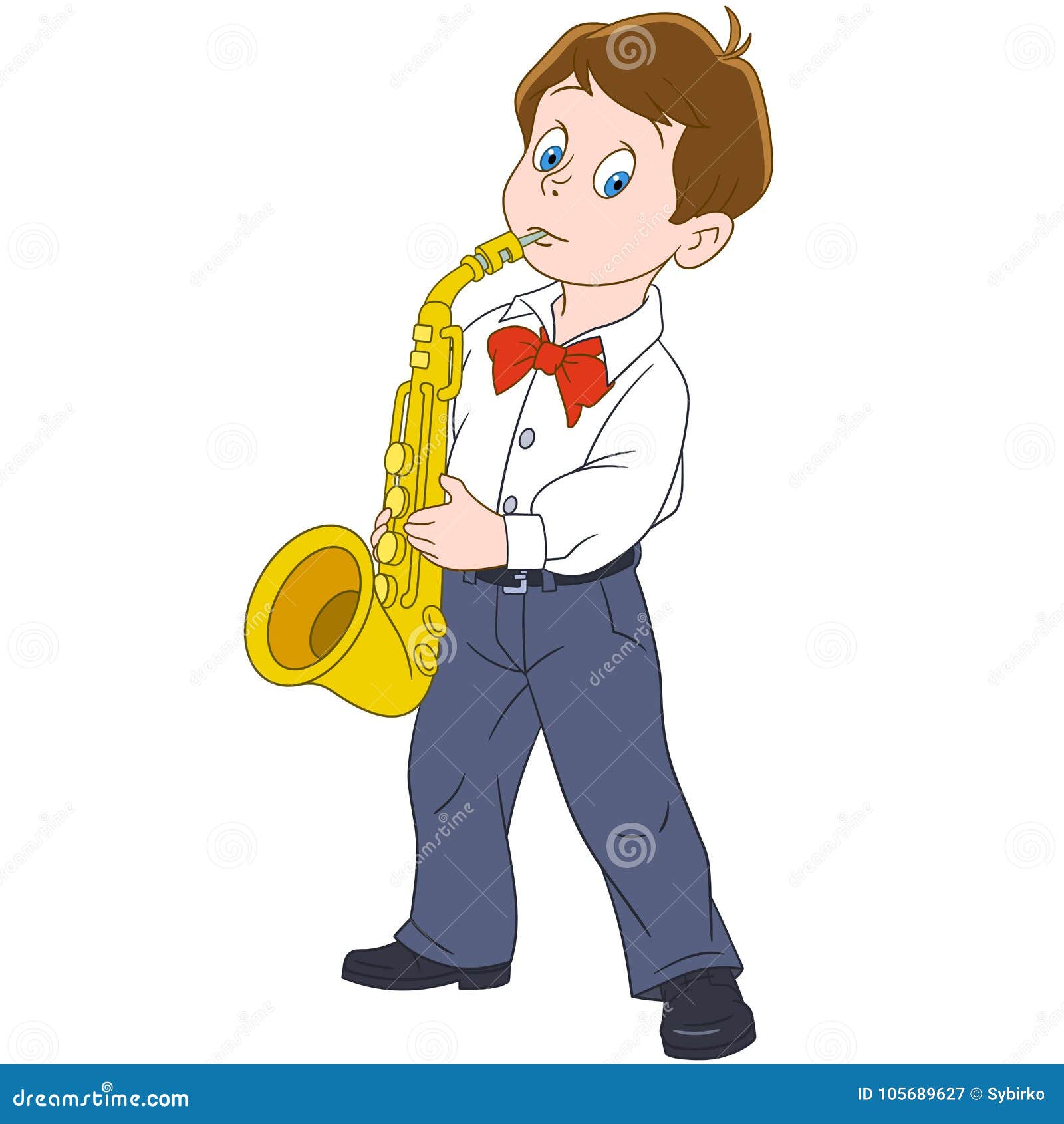 Cartoon Saxophonist Playing Saxophone Music Stock Vector - Illustration of  humorous, hand: 105689627