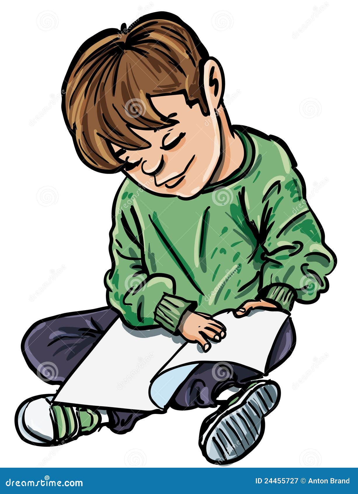 Cartoon Of Boy Reading A Book Stock Illustration Illustration Of