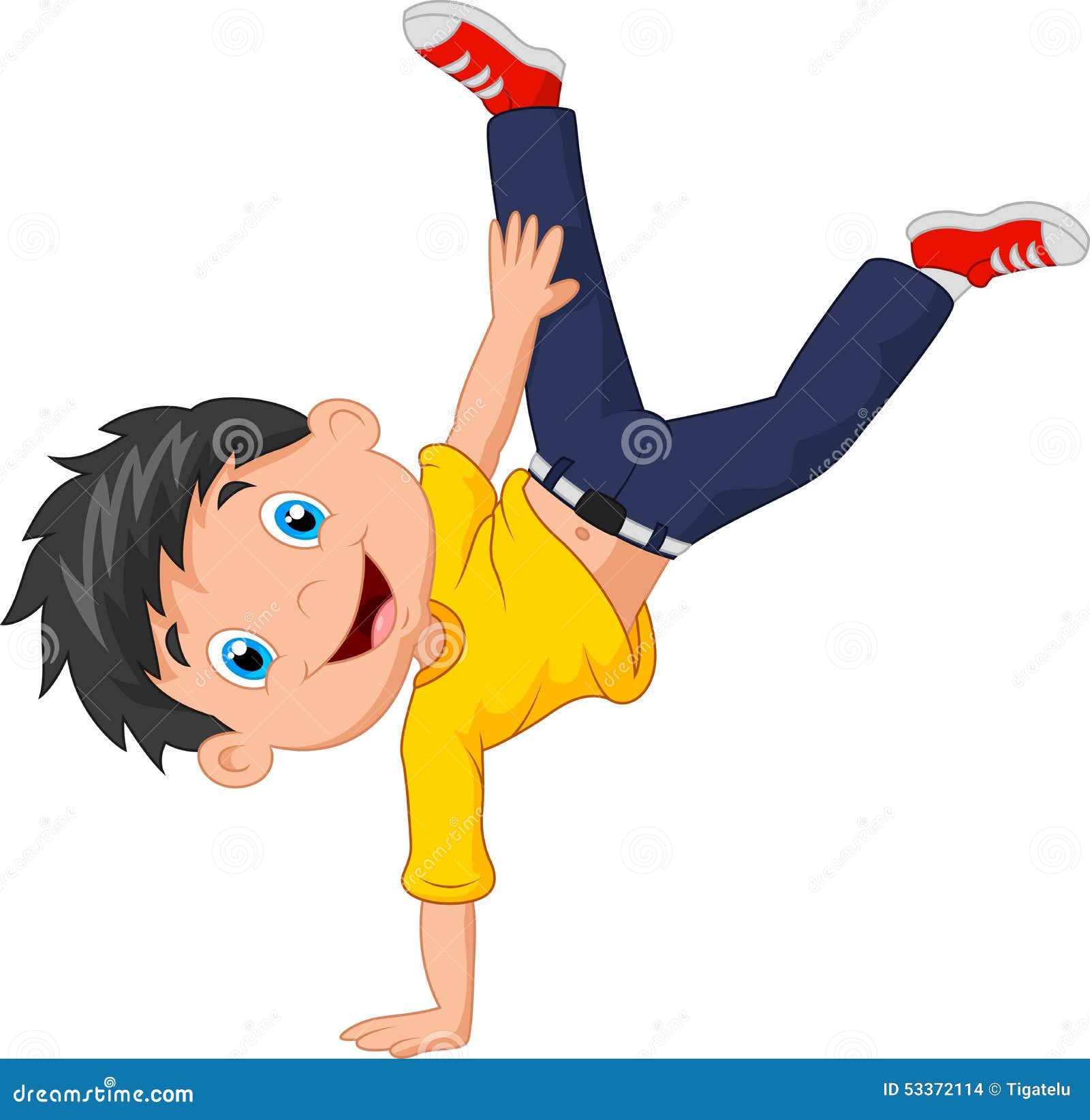 Cartoon Boy Standing on His Hands Stock Vector - Illustration of youthful,  standing: 53372114