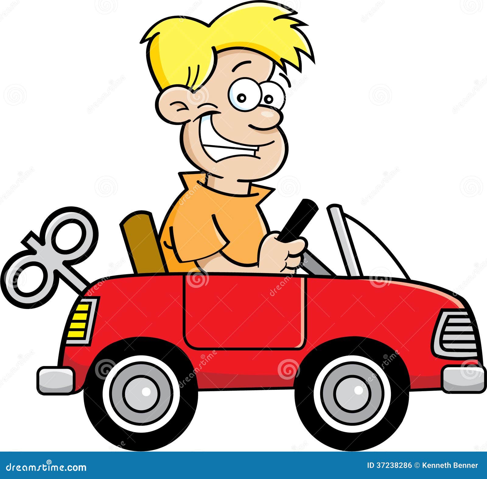Cartoon Boy with a Toy Car. Stock Vector - Illustration of drive, clip:  37238286
