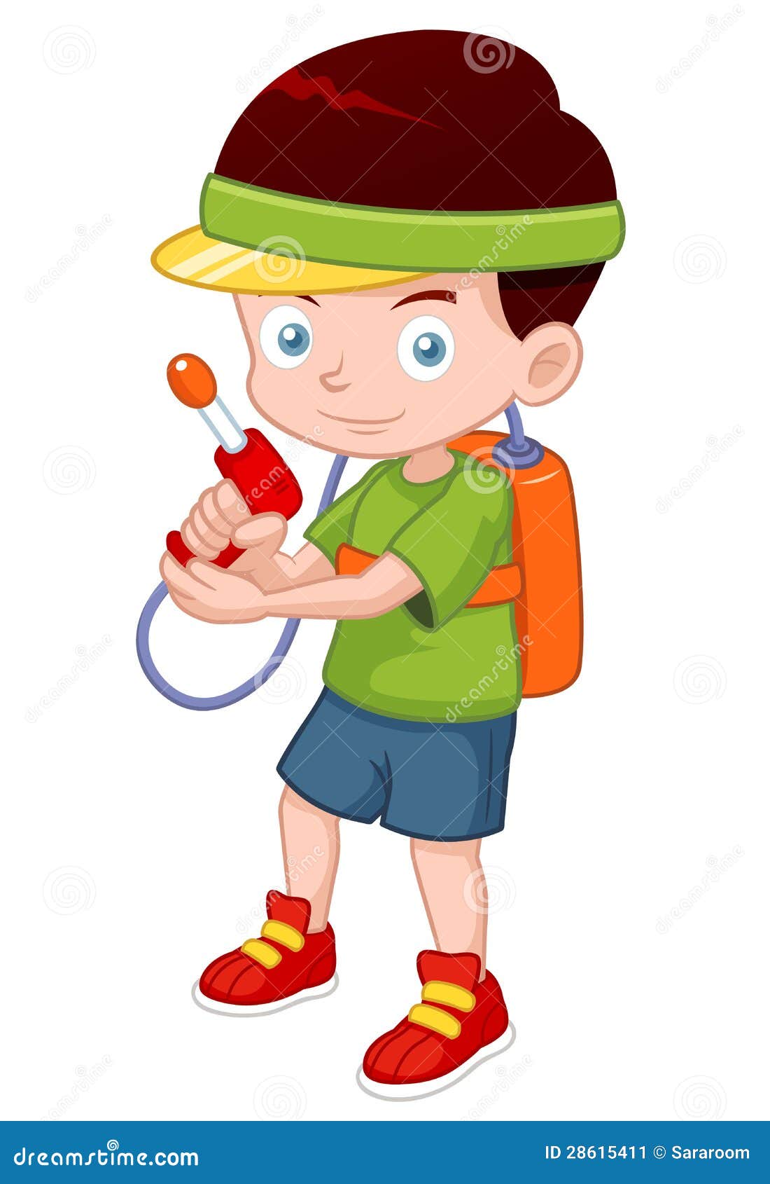 Cartoon boy with toy gun stock vector. Illustration of ...