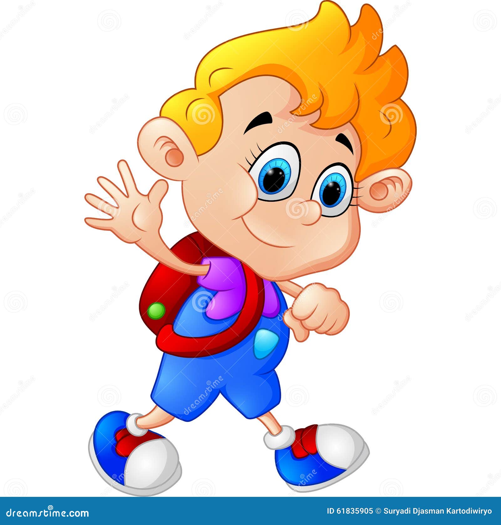 Cartoon boy waving stock illustration. Illustration of mascot - 61835905