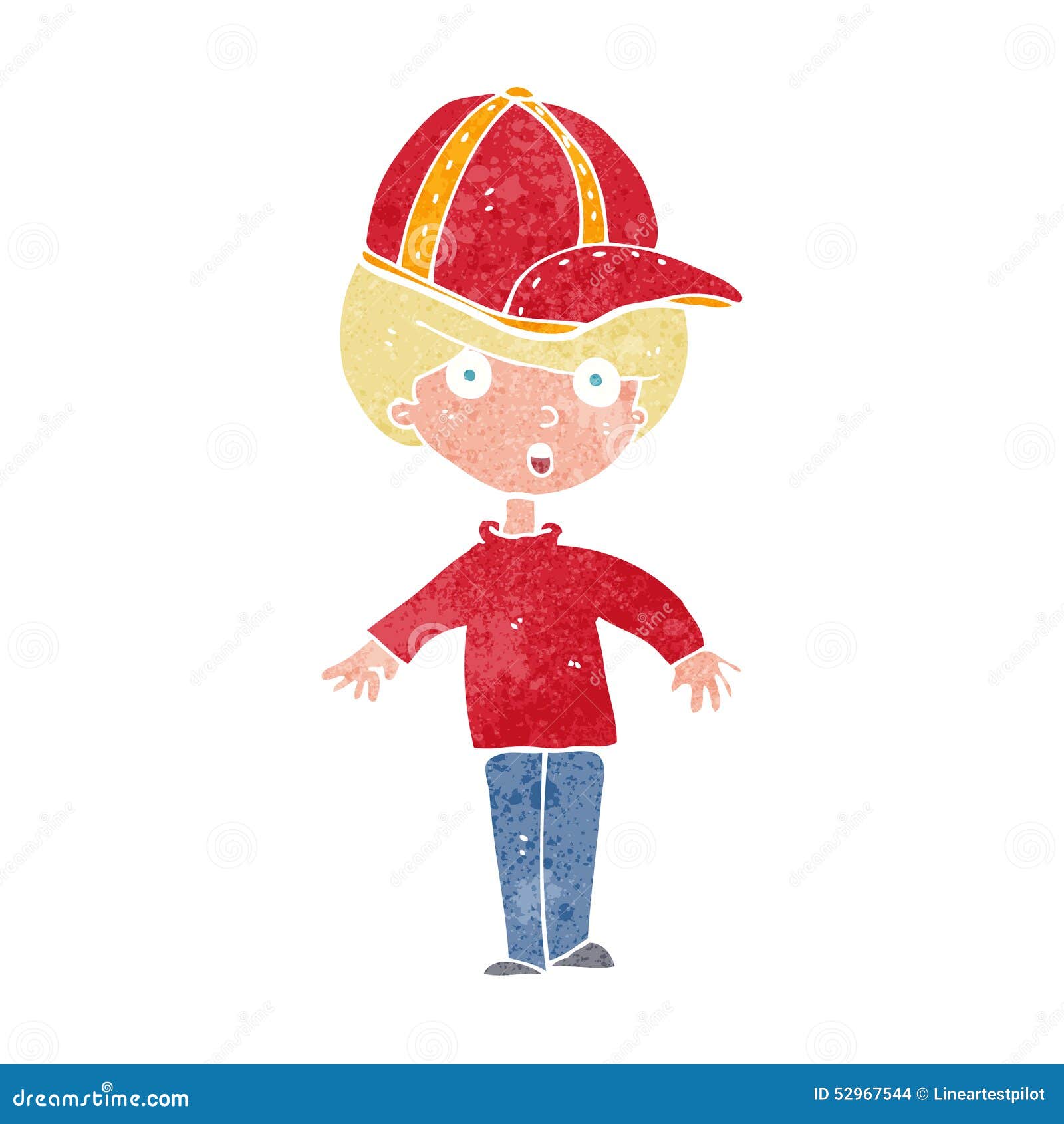 Cartoon boy wearing cap stock illustration. Illustration of drawing