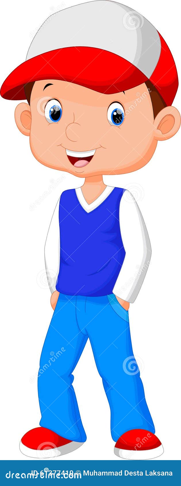 Cartoon boy wearing a hat stock illustration. Illustration of kids -  61377410