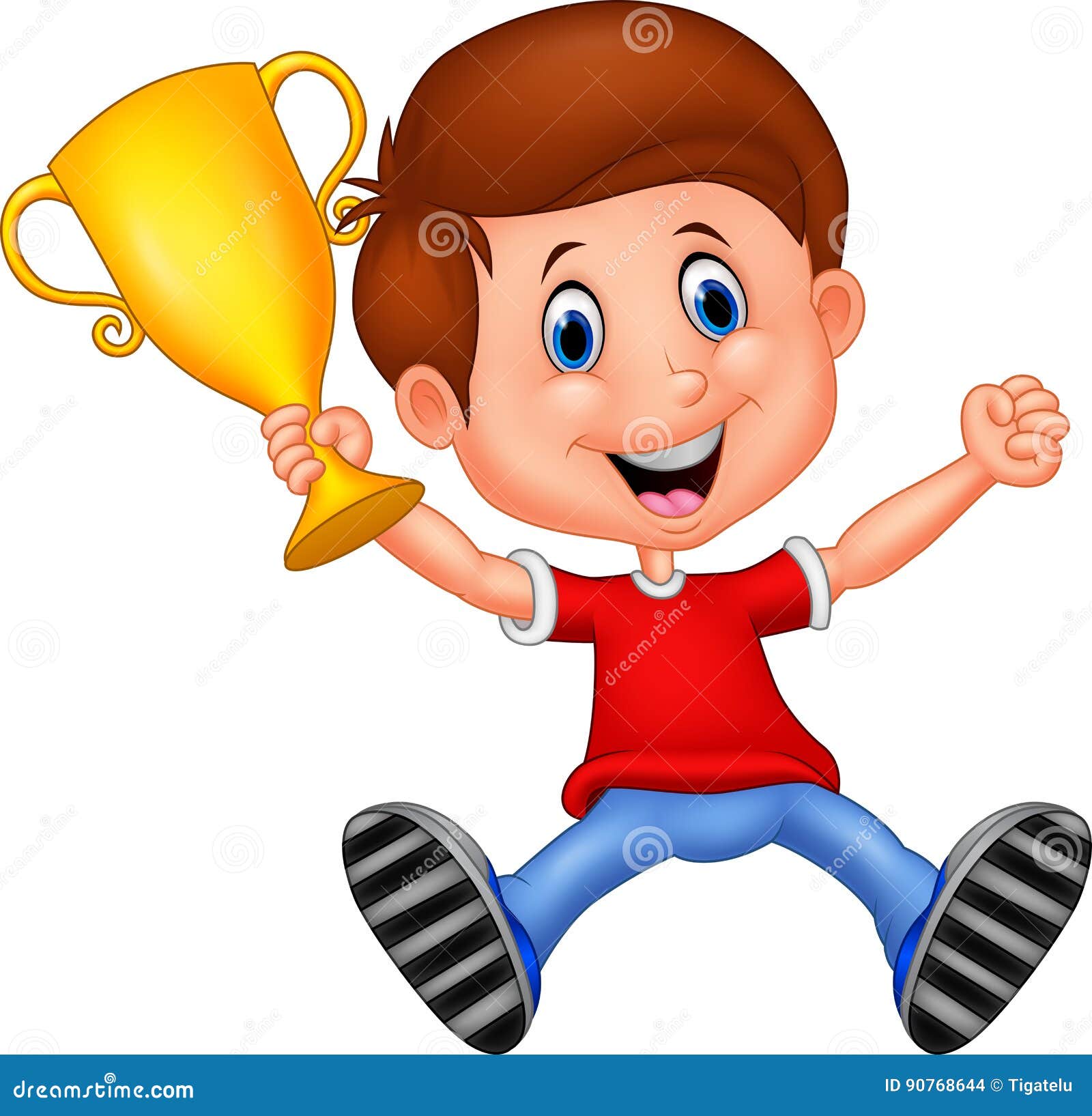 Cartoon Boy Winning a Gold Trophy Stock Vector - Illustration of athlete,  sport: 90768644