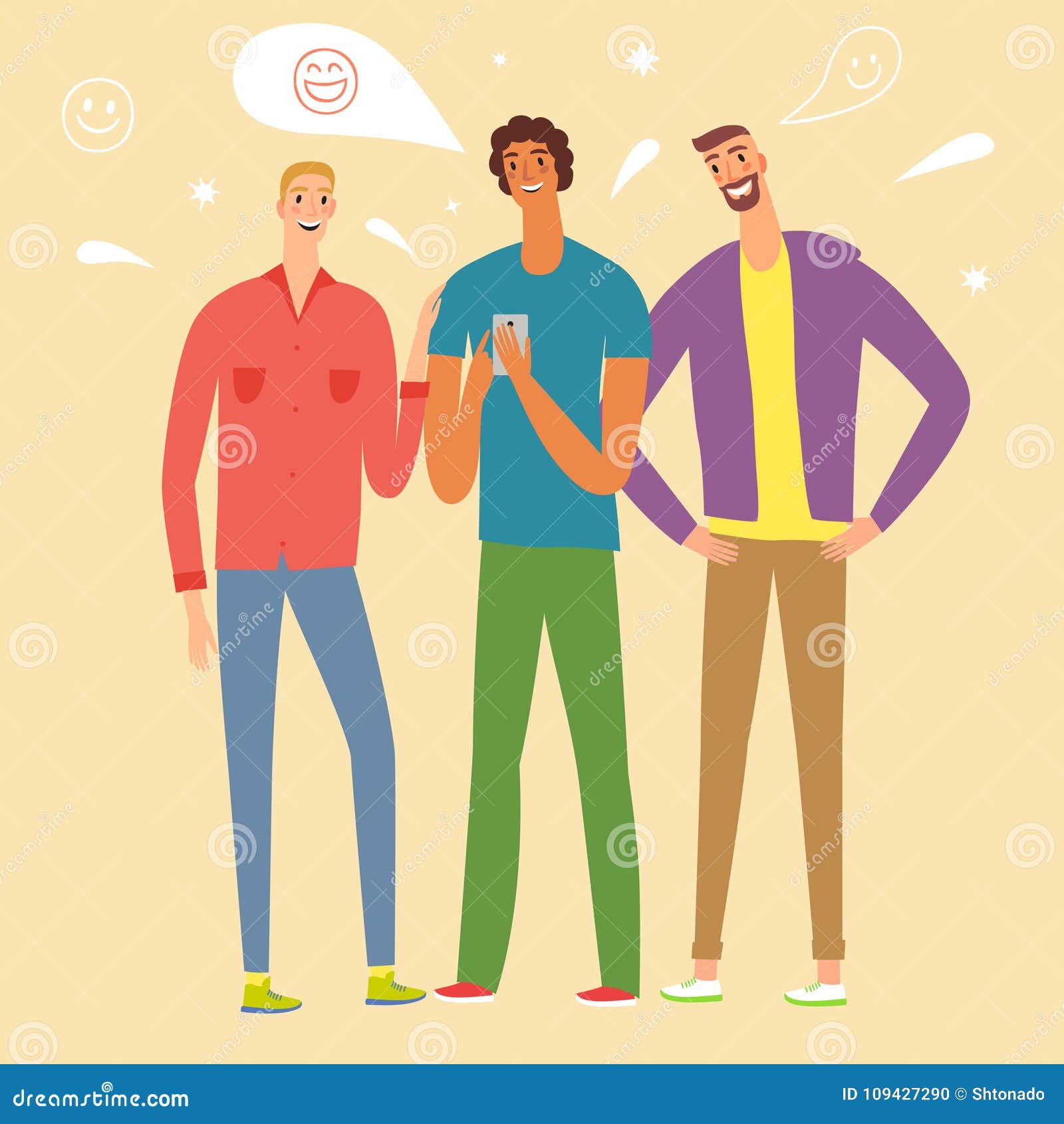 Boys Looking Video and Laughing Stock Illustration - Illustration of  friendship, face: 109427290