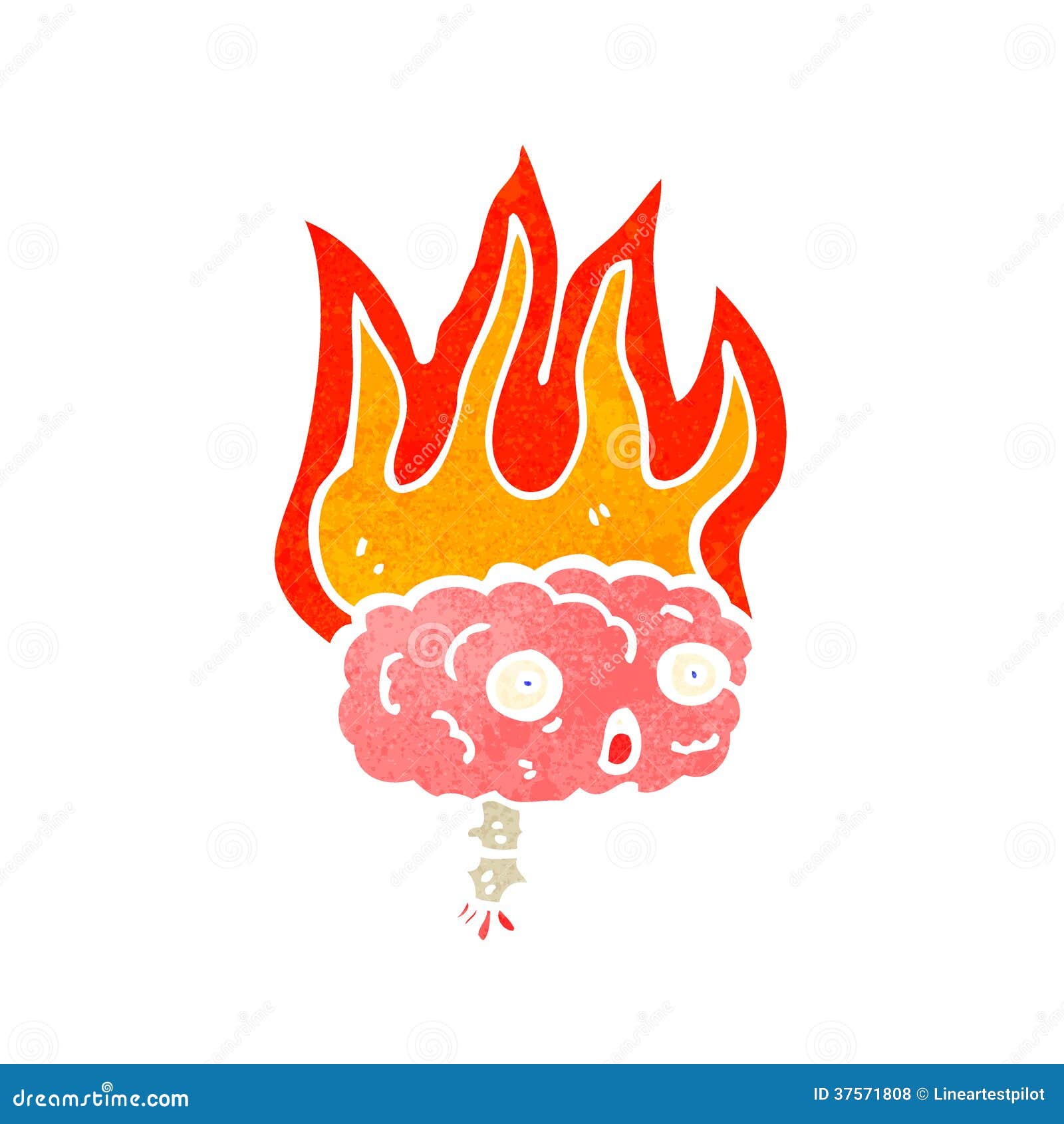 Cartoon brain on fire stock vector. Illustration of artwork - 37571808