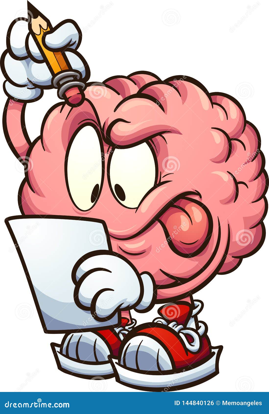 Cartoon Brain Looking at a Piece of Paper and Thinking Stock Vector -  Illustration of clip, cartoon: 144840126