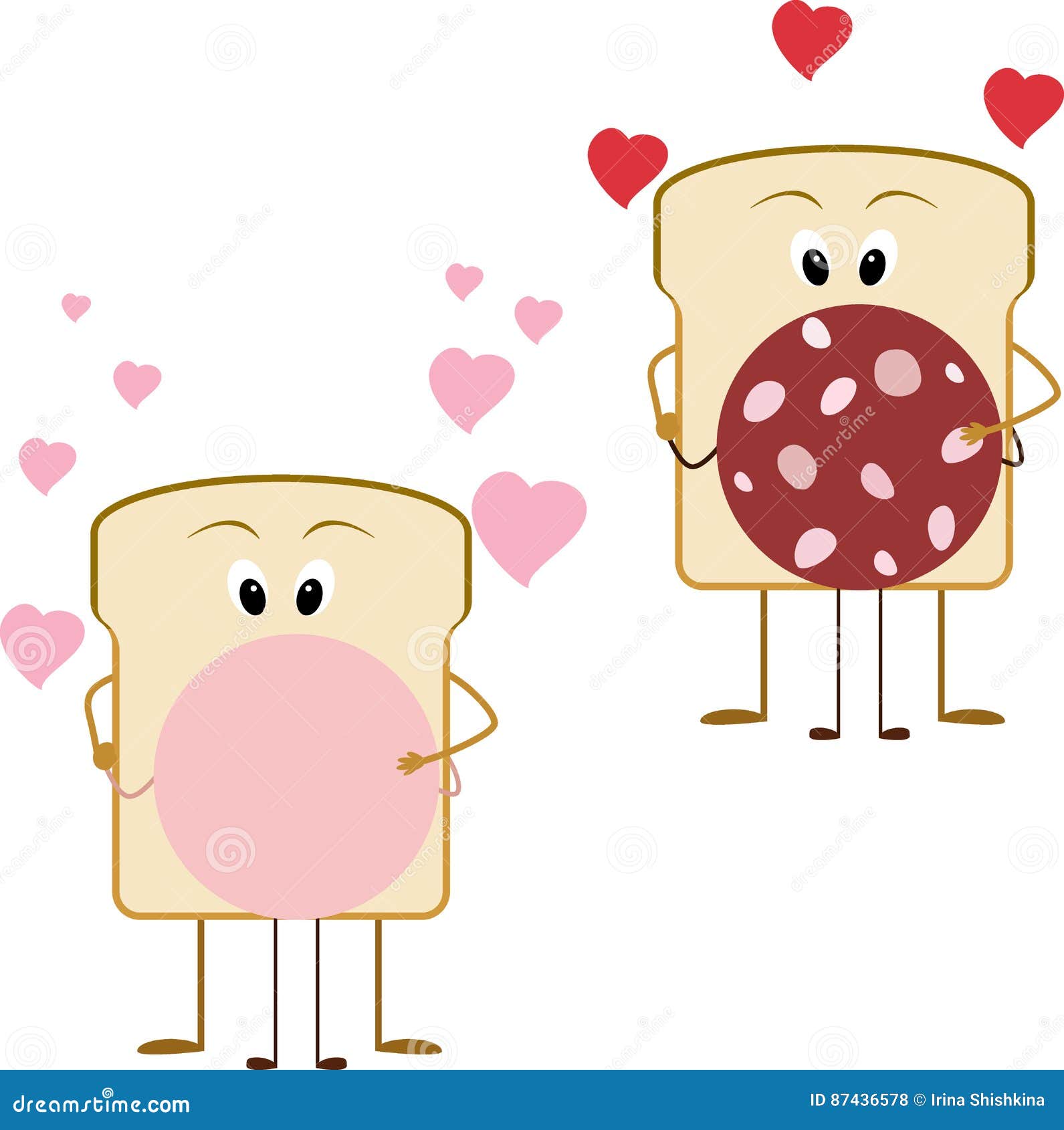 Cartoon Breakfast, Bread and Sausage Stock Vector Illustration of cartoon, happy 87436578