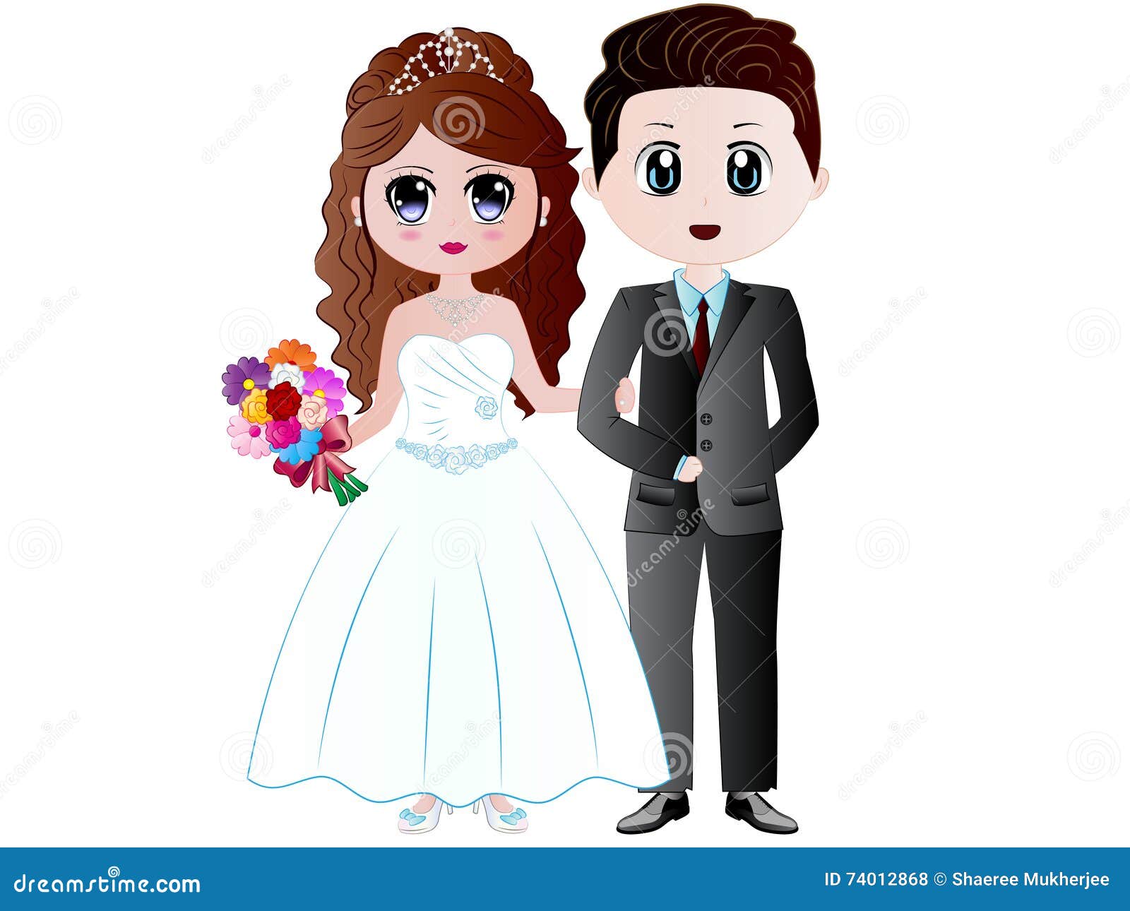 Cartoon Bride & Groom Vector Illustration Stock Vector - Illustration of  people, cute: 74012868